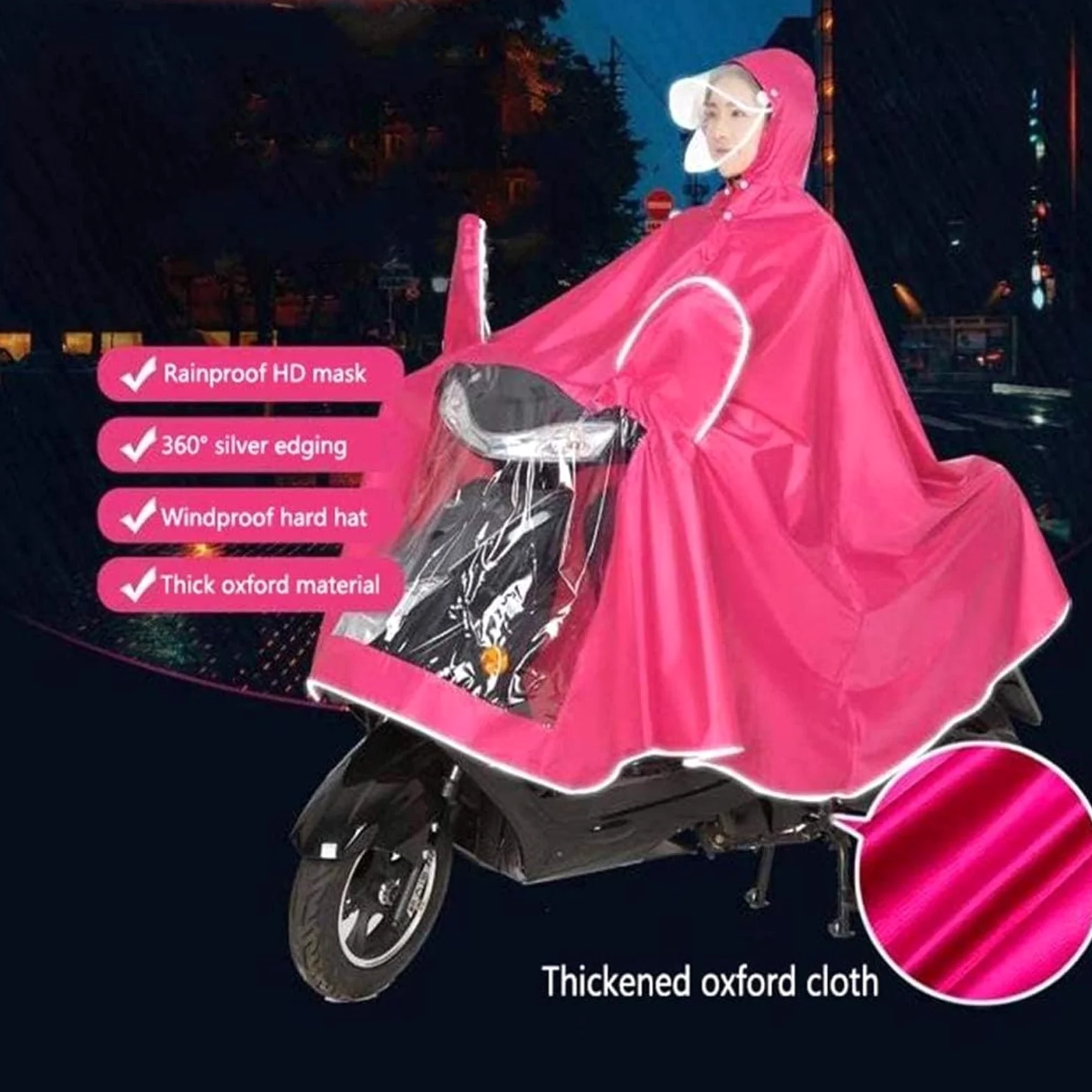 Waterproof Rain Poncho Cycling Poncho, Elektryczna hulajnoga motocyklowa duża peleryna przeciwdeszczowa, jednoosobowa motocyklowa przeciwmgielna osłona przeciwdeszczowa ze szczelinami na lusterka(Gree