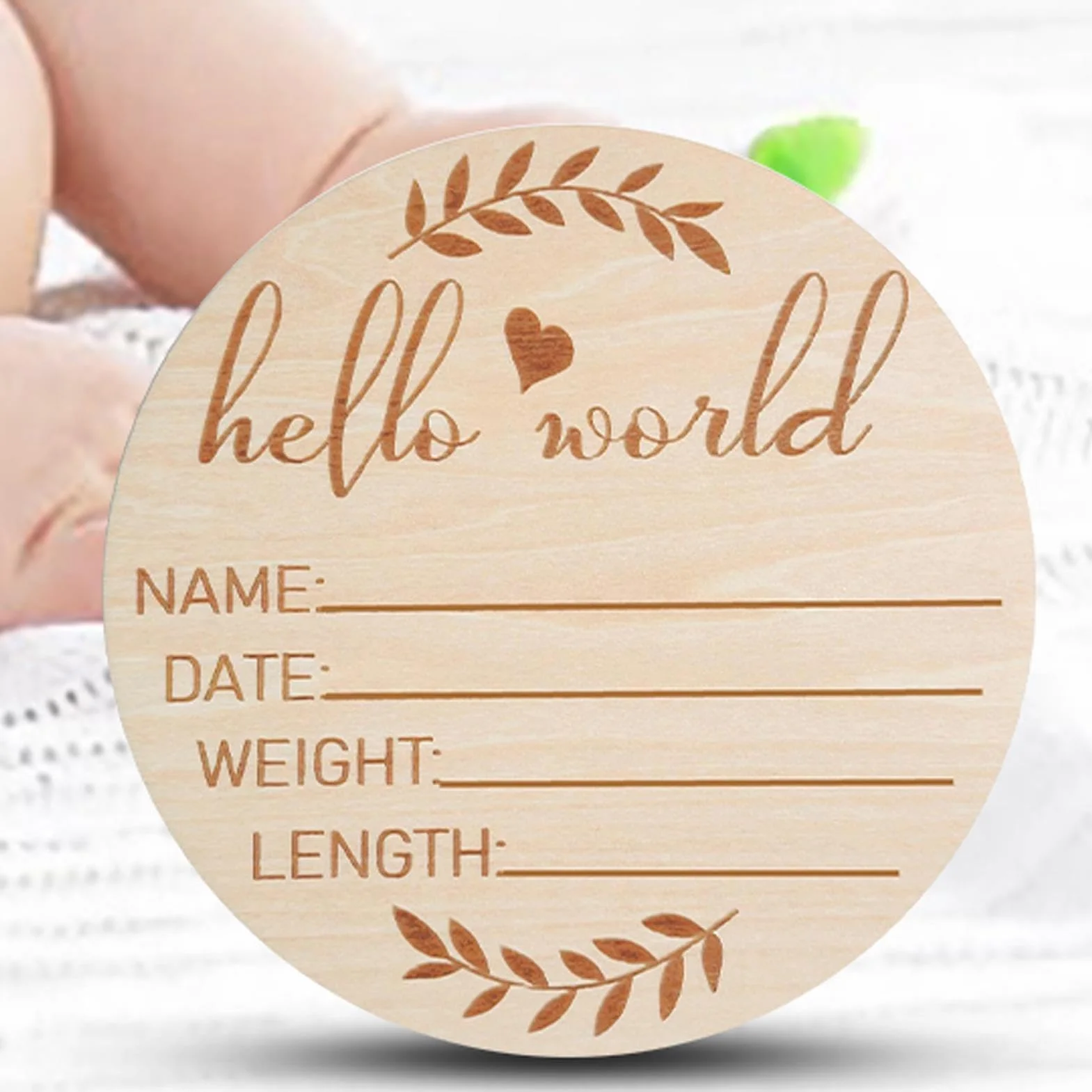 Znak og?oszenia szpitala dzieci?cego - okr?g?y drewniany znak urodzenia dziecka | unikalny znak urodzenia, cenione pami?tki na baby shower