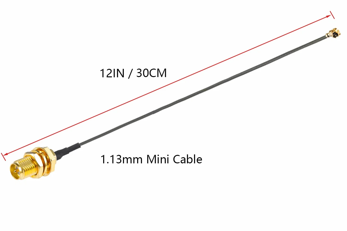 Vecys 2PCS U.F.L.1 do RP-SMA żeński Kabel Koncentryczny o Niskiej Stratności 12"/30CM U.F.L.1 1.13mm Mini-koncentryczny Kabel Pigtailowy do Routerów Bezprzewodowych Mini Karty Sieciowe PCIE PCI