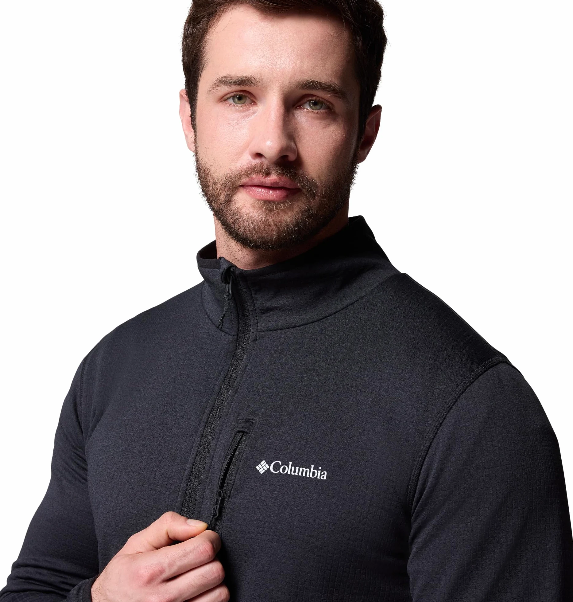 Columbia Męska kurtka polarowa Essential Hike Grid z zamkiem błyskawicznym na całej długości, czarna, S