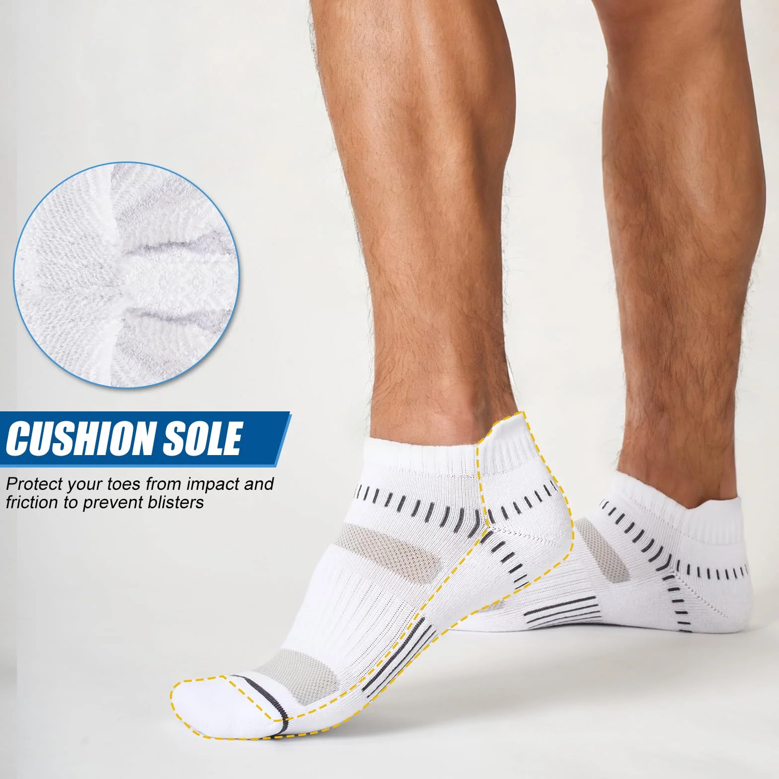 Niofind Męskie Skarpety Sportowe Do Kostek 6 Par, Amortyzujące Unisex, Bawełniane Oddychające Szybkoschnące, Do Biegania Dojazdów Pieszych Wędrówek, Klasyczne Czarne/Białe/Szare