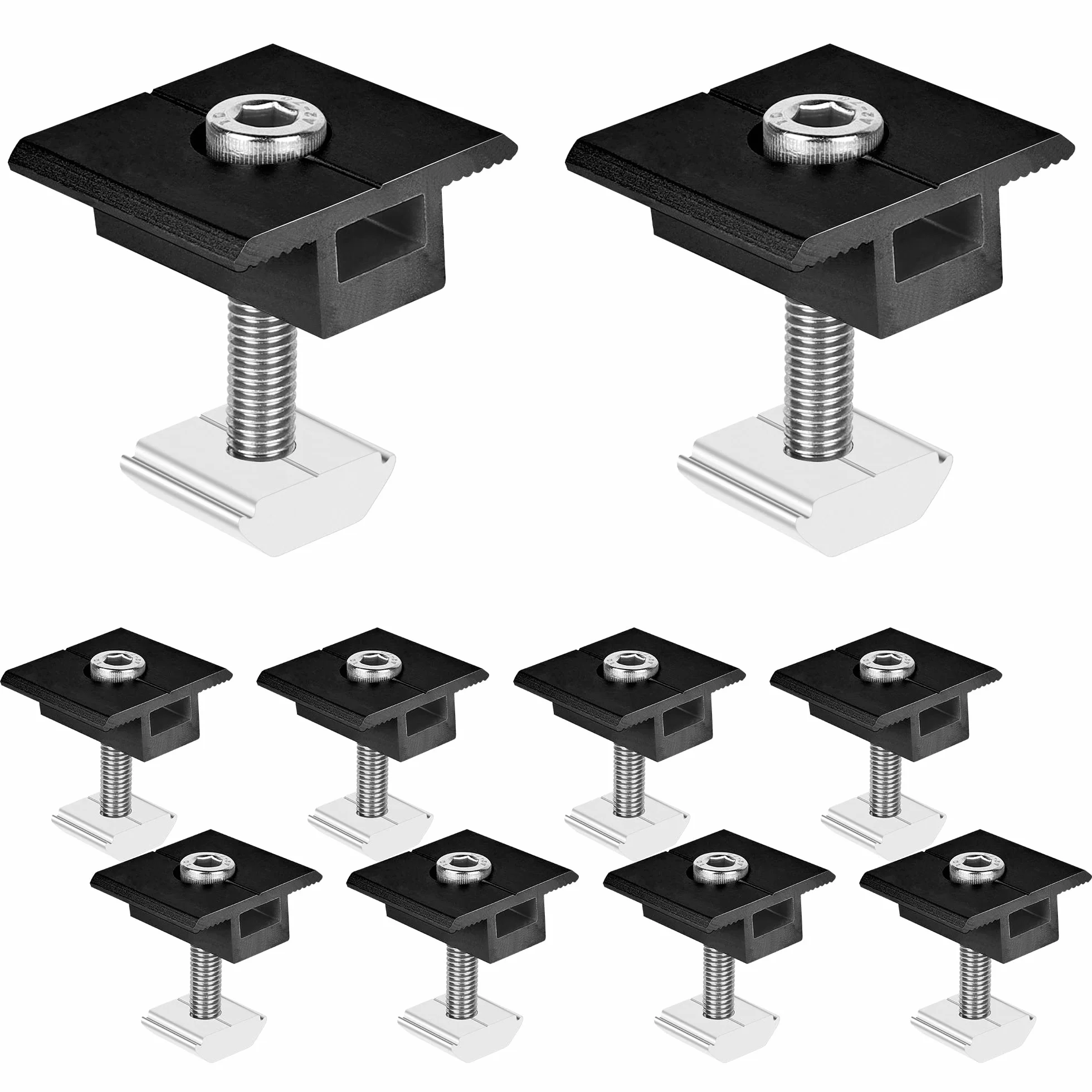 Uchwyt do modułu solarnego, zaciski środkowe, 30 mm, czarny – uchwyt na panel słoneczny, 10 sztuk mocowania modułu solarnego, zacisk środkowy w kształcie litery T, wspornik fotowoltaicznych modułów