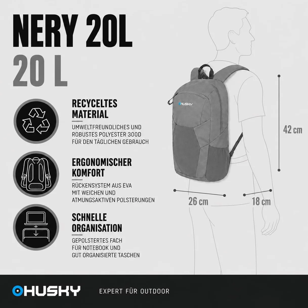 Faded Green Nery plecak miejski 20 l od HUSKYCZ.COM, Wyblakły zielony