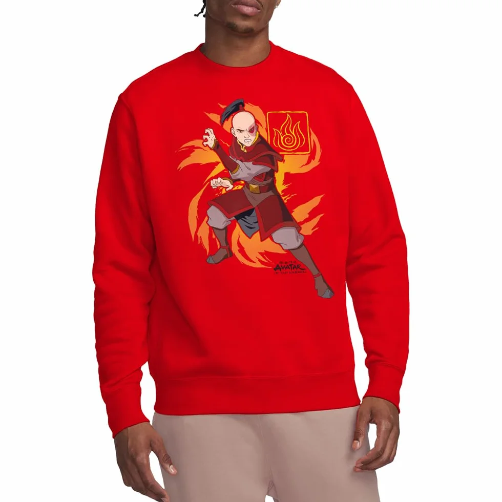 NICKELODEON AVATAR THE LAST AIRBENDER Bluza sportowa Uniseks Avatar The Last Airbender Zuko Flame Burst Crew Sweatshirt