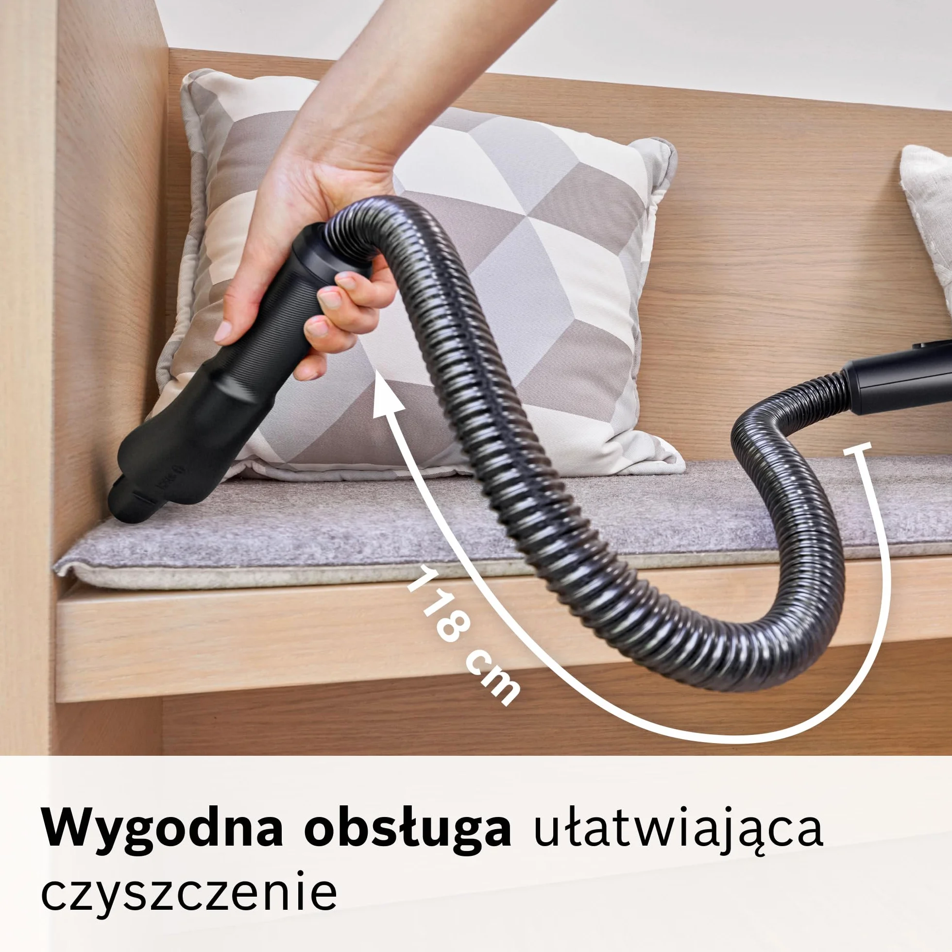 Bosch, elastyczny wąż przedłużający do odkurzacza Unlimited 10 i 9, łatwe czyszczenie trudno dostępnych narożników, powierzchni i wnętrz samochodu, czarny, BHZUNGFEH
