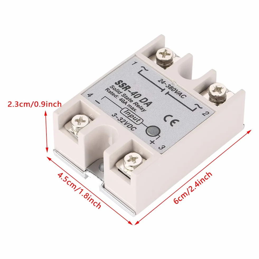 Halbleiterrelais SSR-40DA 40A Einphasen-Halbleiterrelais Eingang 3-32V DC Ausgang 24-380V AC