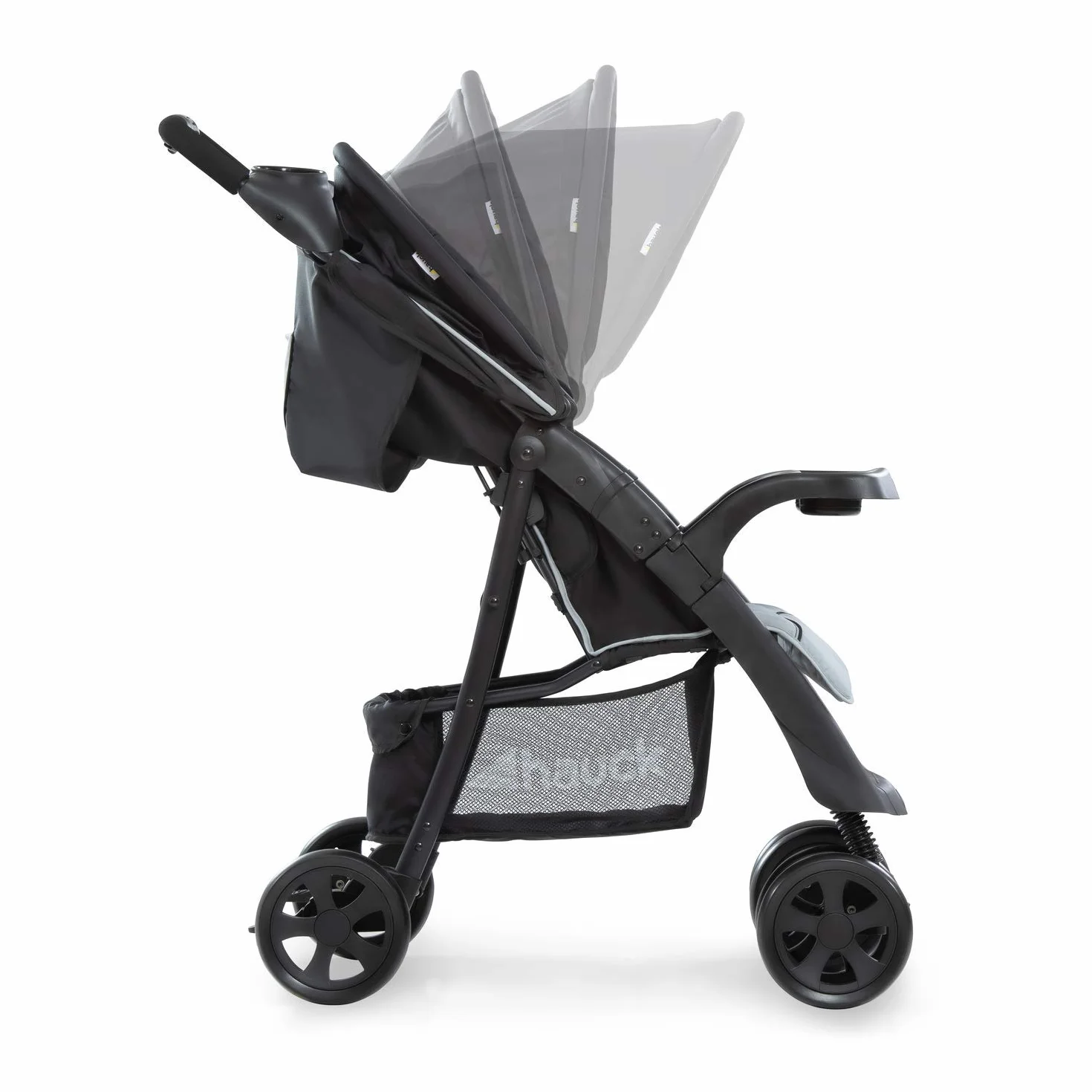 Hauck Shopper Neo II Buggy wózek do 25 kg z funkcją leżenia od narodzin, mały składany, mechanizm składania jedną ręką, lekki, 2 uchwyty na napoje, duży kosz, kolor srebrny / szary