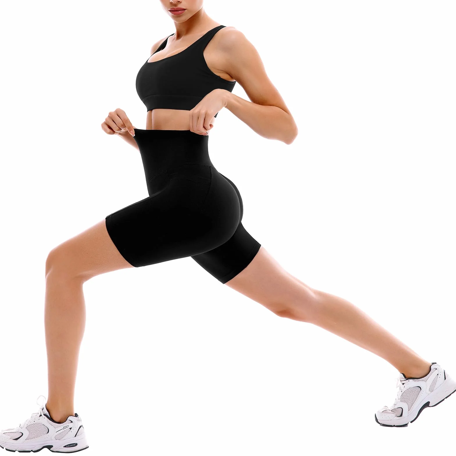 SINOPHANT 2-pak damskich spodni rowerowych z kieszeniami, krótkie spodenki z wysokim stanem, legginsy sportowe lato