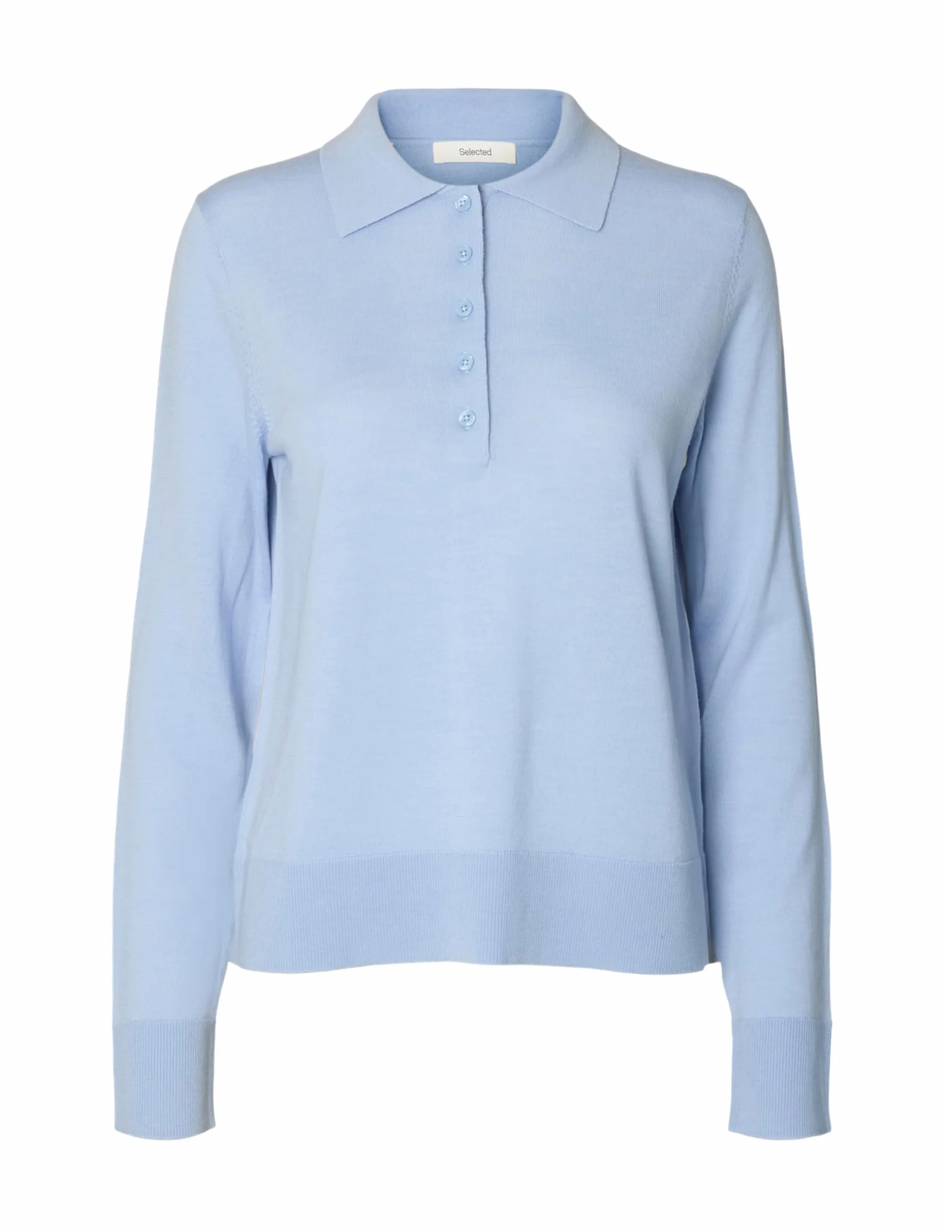 Slfthea Ls Knit Merino Collar Neck Noos, Cashmere Blue, L