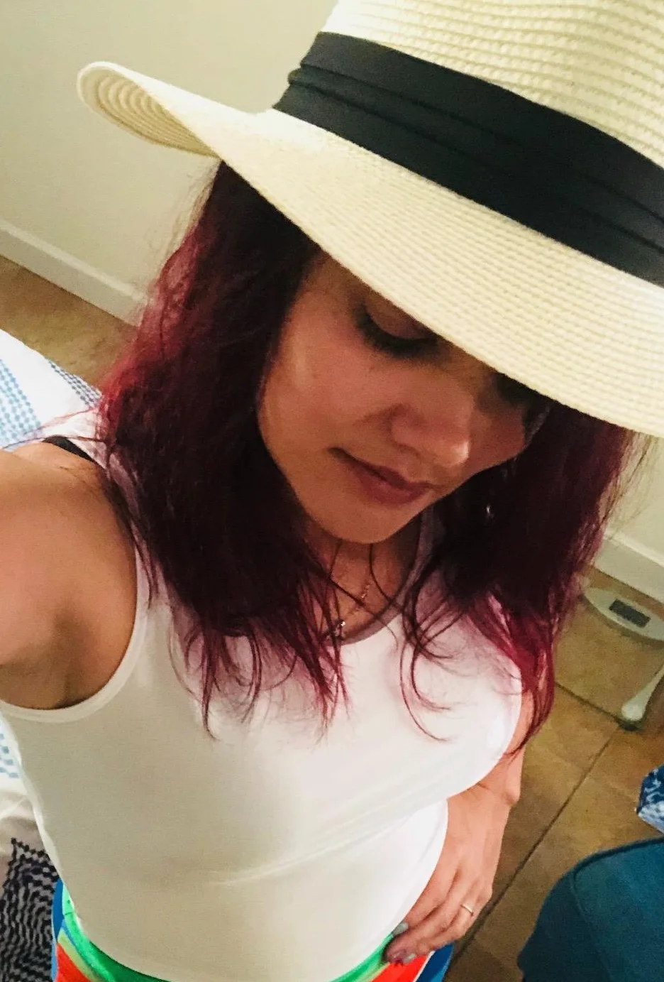 DRESHOW Damski kapelusz z Szerokim Rondem ze Słomy Panama Zwijana czapka Fedora Beach Sun Hat UPF 50+