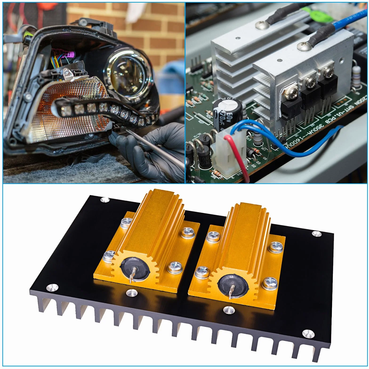 PATIKIL Obudowa aluminiowa 25 W, 8 omów, rezystor drutu, 5 sztuk, aluminiowa obudowa, rezystor ze śrubami, opór opór 5% tolerancji, złoty