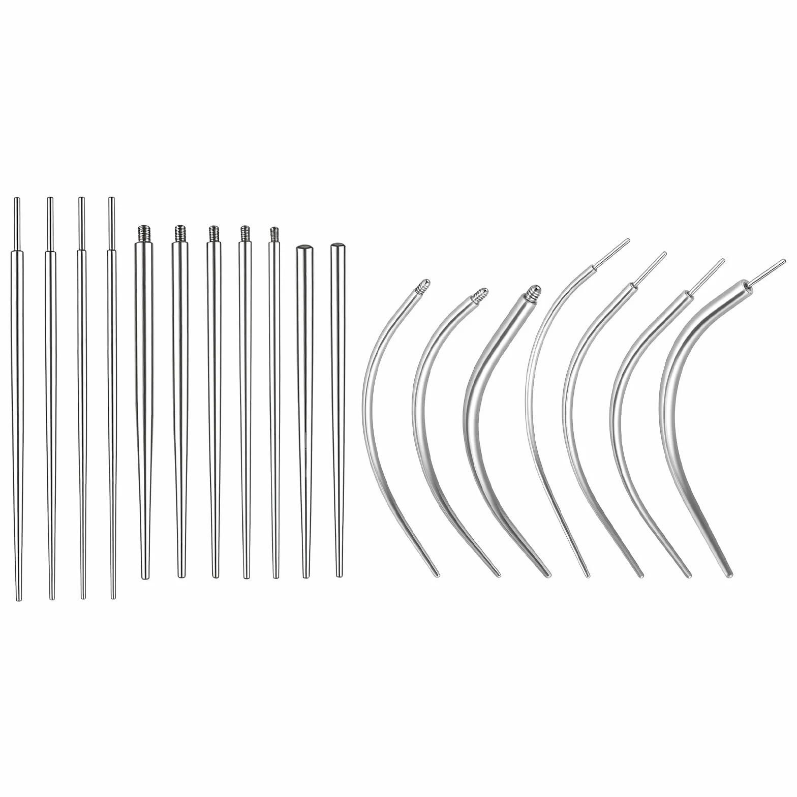 Tucnoeu 18 sztuk igieł do piercingu, 14 – 20 g, pomoc do piercingu, stal nierdzewna, pomoc w wprowadzaniu do uszu, nosa, warg, pępka i wielu innych