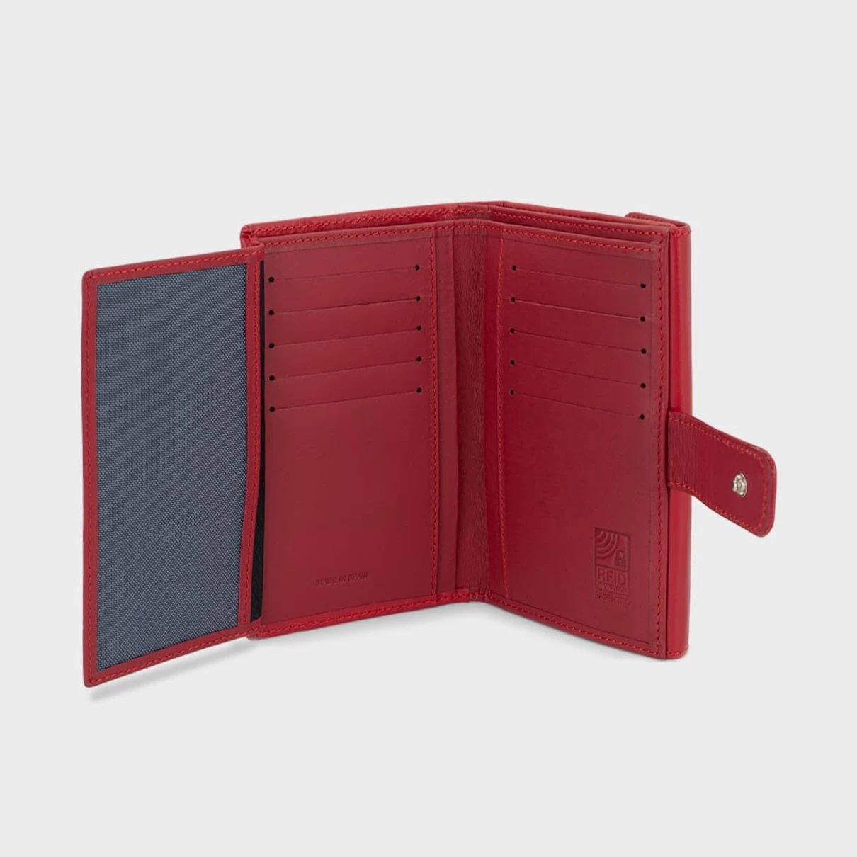 Portfel damski ze skóry bydlęcej elegancki portfel premium ręcznie wykonany w Ubrique, Hiszpania Kolekcja PS, Czerwone, Pequeño - 14.5cm, Klasyczny