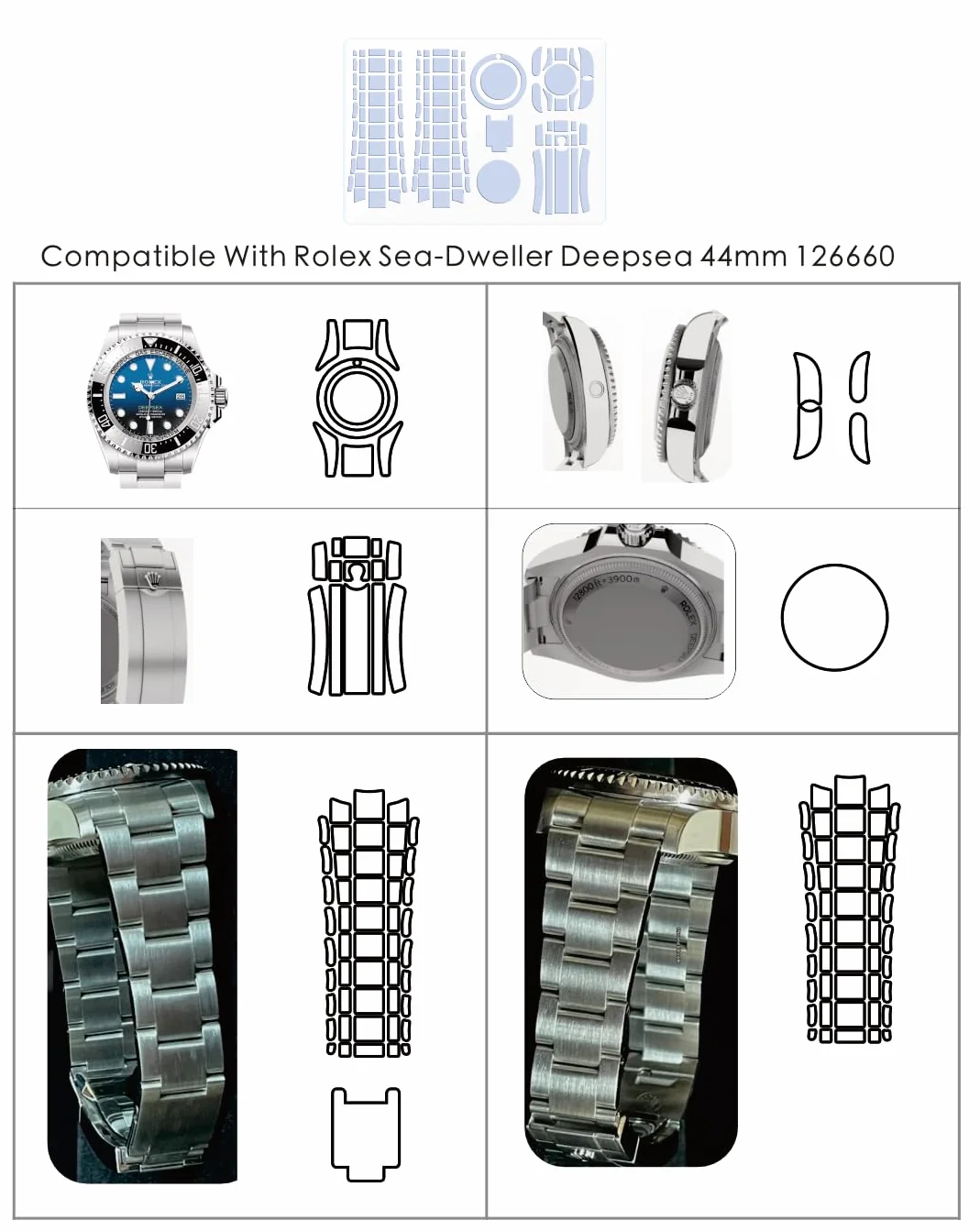 Folia ochronna do Rolex Sea-Dweller Deepsea 44 mm 126660, przezroczysta skóra na cały zegarek