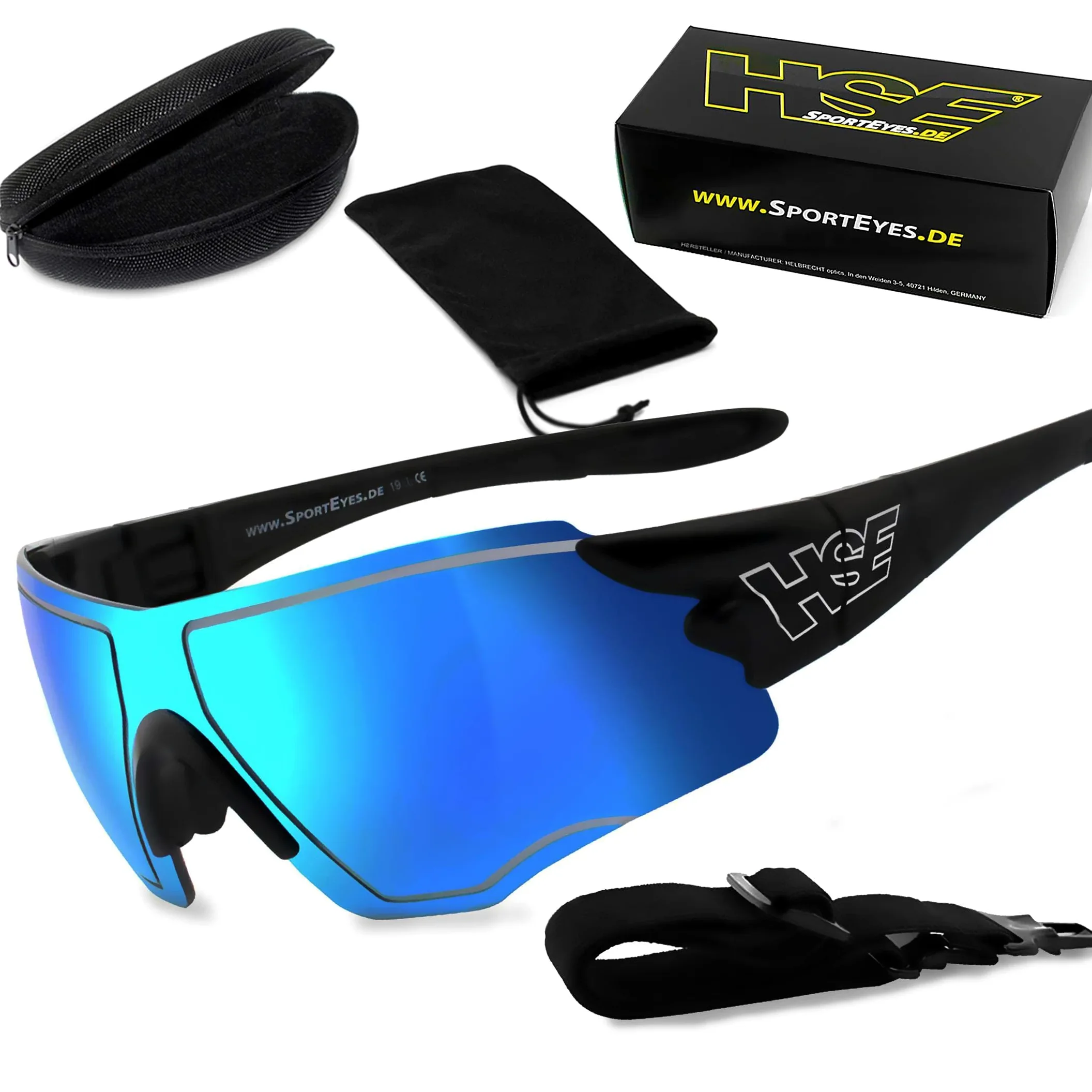 filtr ochronny UV400, HLT® szkło bezpieczne z tworzywa sztucznego zgodnie z normą DIN EN 166 | okulary sportowe, okulary rowerowe, okulary przeciwsłoneczne| oprawka okularów: czarne, okulary: SPEEDWULF