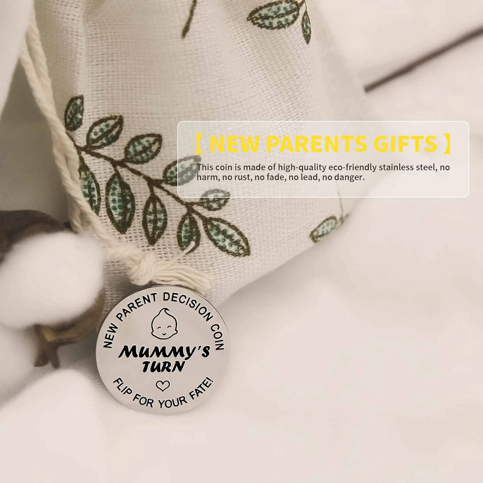 Moneta Decyzji Nowych Rodziców,Kucheed Nowy Prezent dla Dziecka Prezent Ciążowy dla Pierwszego Razu Mama Tata,Pierwszy Dzień Matki Boże Narodzenie Prezent Urodzinowy,Dwustronna Moneta