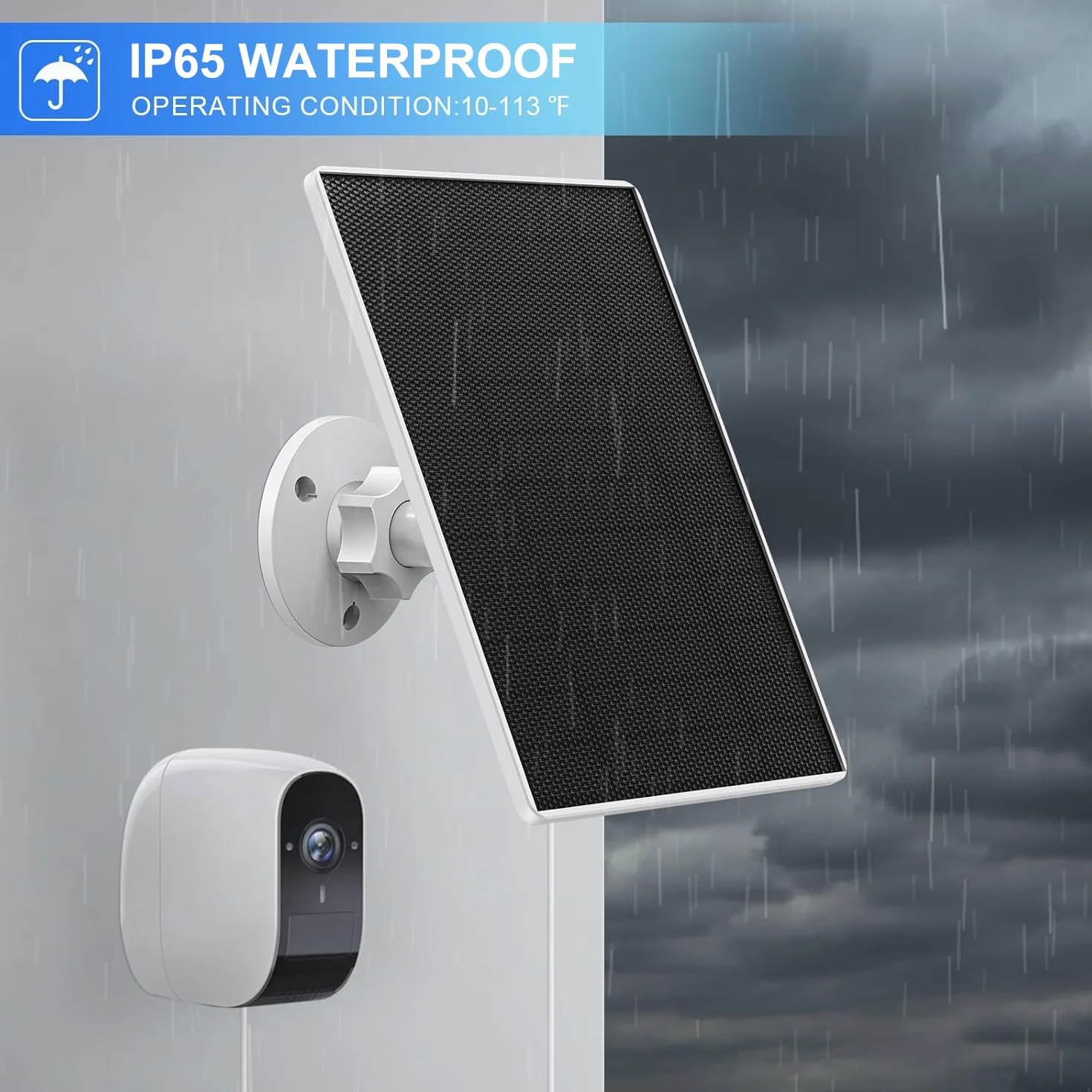 Panel słoneczny do kamery Eufy, panel słoneczny 6 W, do Eufy E, 2C/2C Pro, 2/2Pro, E20/E40, Solo, SoloCam Spotlight, wodoodporna ładowarka do panelu słonecznego USB-C IP65 do Eufy ze złączem micro USB