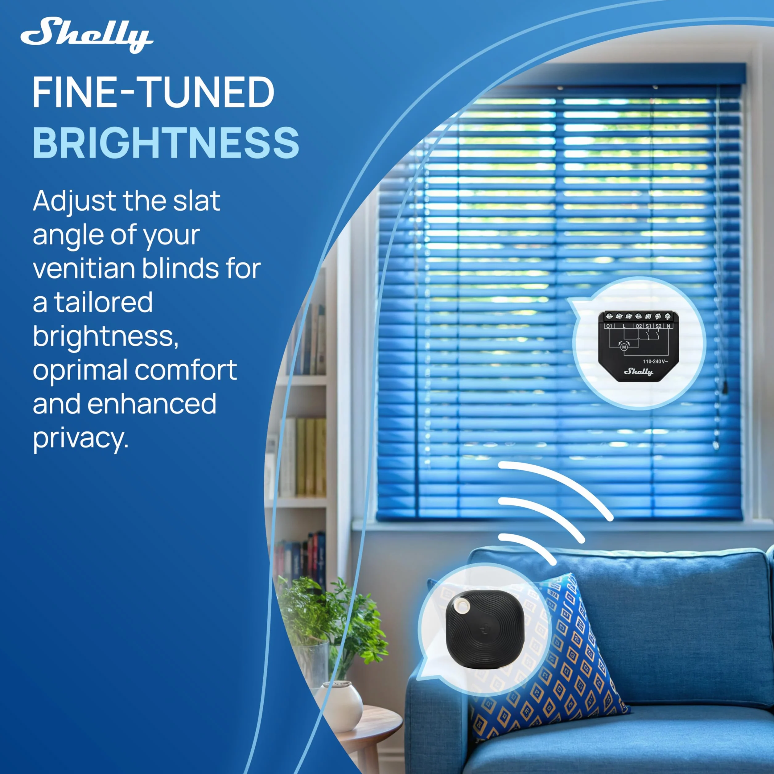 Shelly Shutter i Shelly BLU Button Tough 1 – Moduł łącznika do rolet z pilotem, 110–240 V, 4A, Pomiar zużycia energii, Harmonogramy, Kompatybilny z Alexa, Google Home, SmartThings