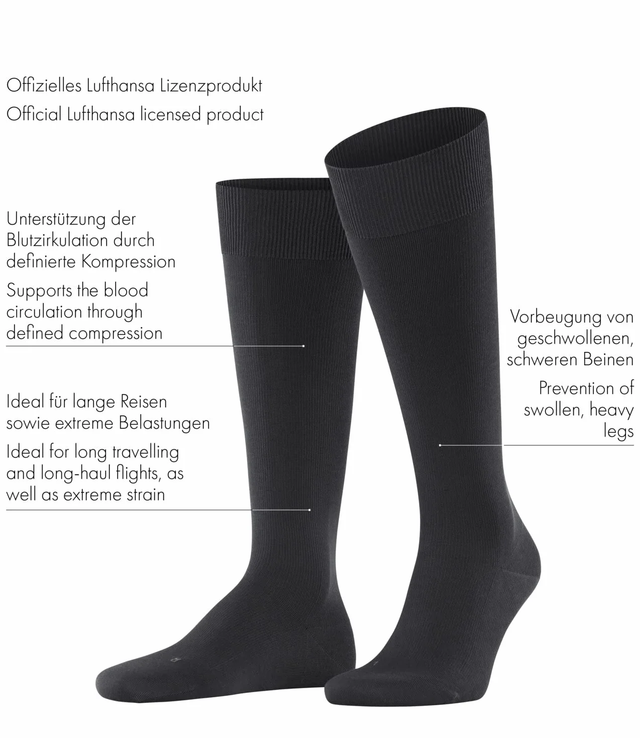 FALKE Mężczyźni Podkolanówki Ultra Energizing M Kh Bawełna kompresyjne 1 Para, Niebieski Dark Navy 6370, 41-42