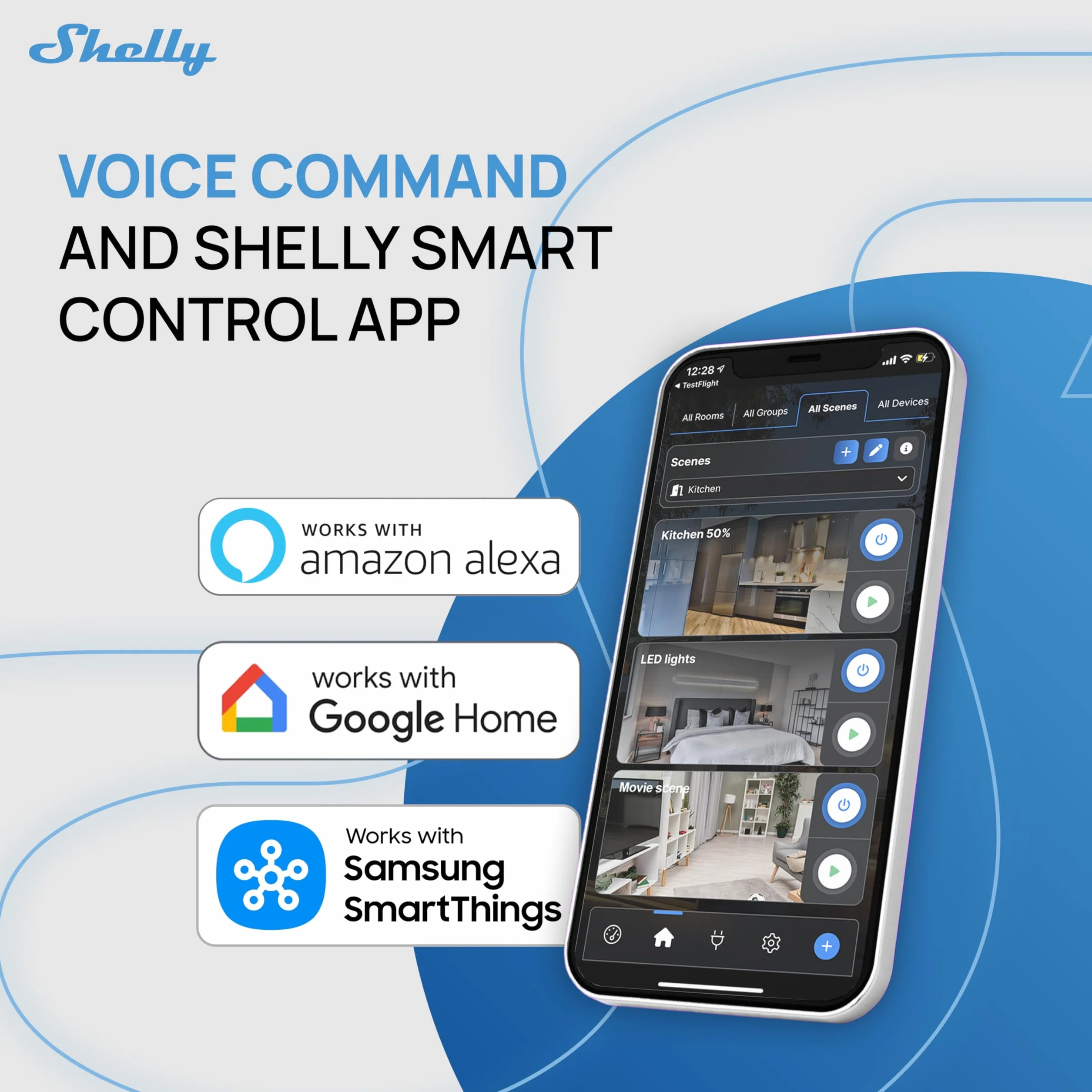 Shelly Shutter i Shelly BLU Button Tough 1 – Moduł łącznika do rolet z pilotem, 110–240 V, 4A, Pomiar zużycia energii, Harmonogramy, Kompatybilny z Alexa, Google Home, SmartThings