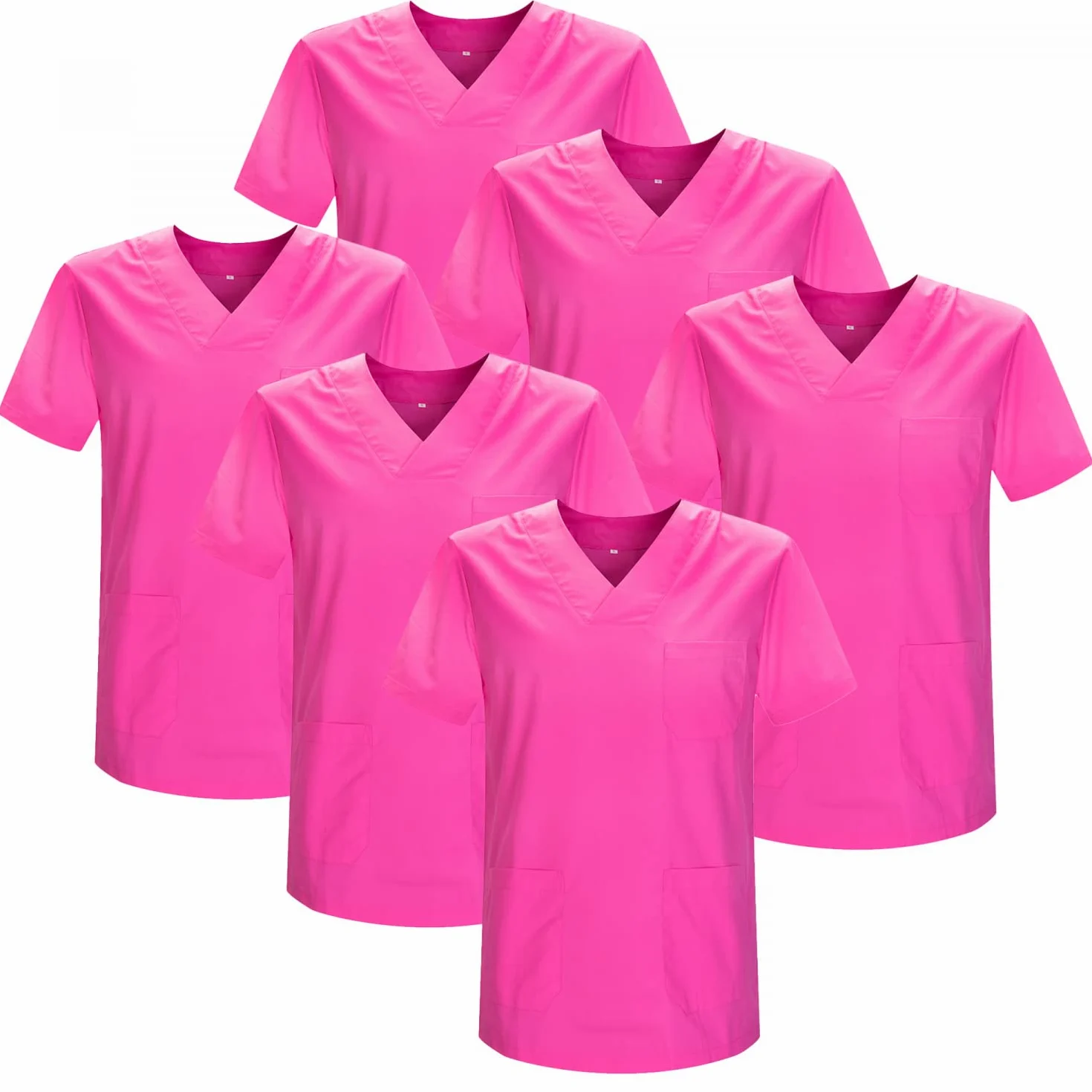 MISEMIYA - Opakowanie 6 sztuk - Sanitarny Unisex MEDYCZNY Pielęgniarka Mundurowi Sanitarne, Fuksja 21, 5XL