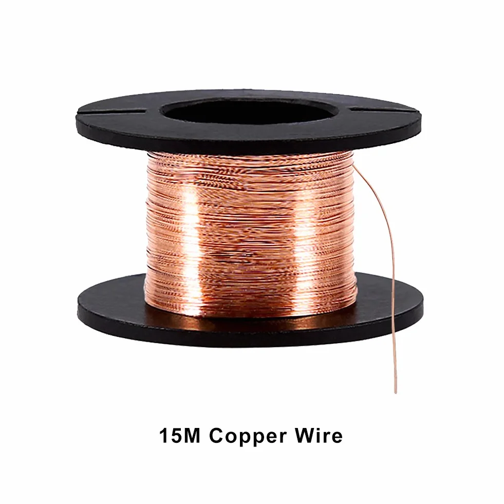 Yunir Miedziane druty emaliowane, 5 szt. 0,1 mm 15 m/49,2 cala emaliowany miedziany drut magnetyczny spiralny
