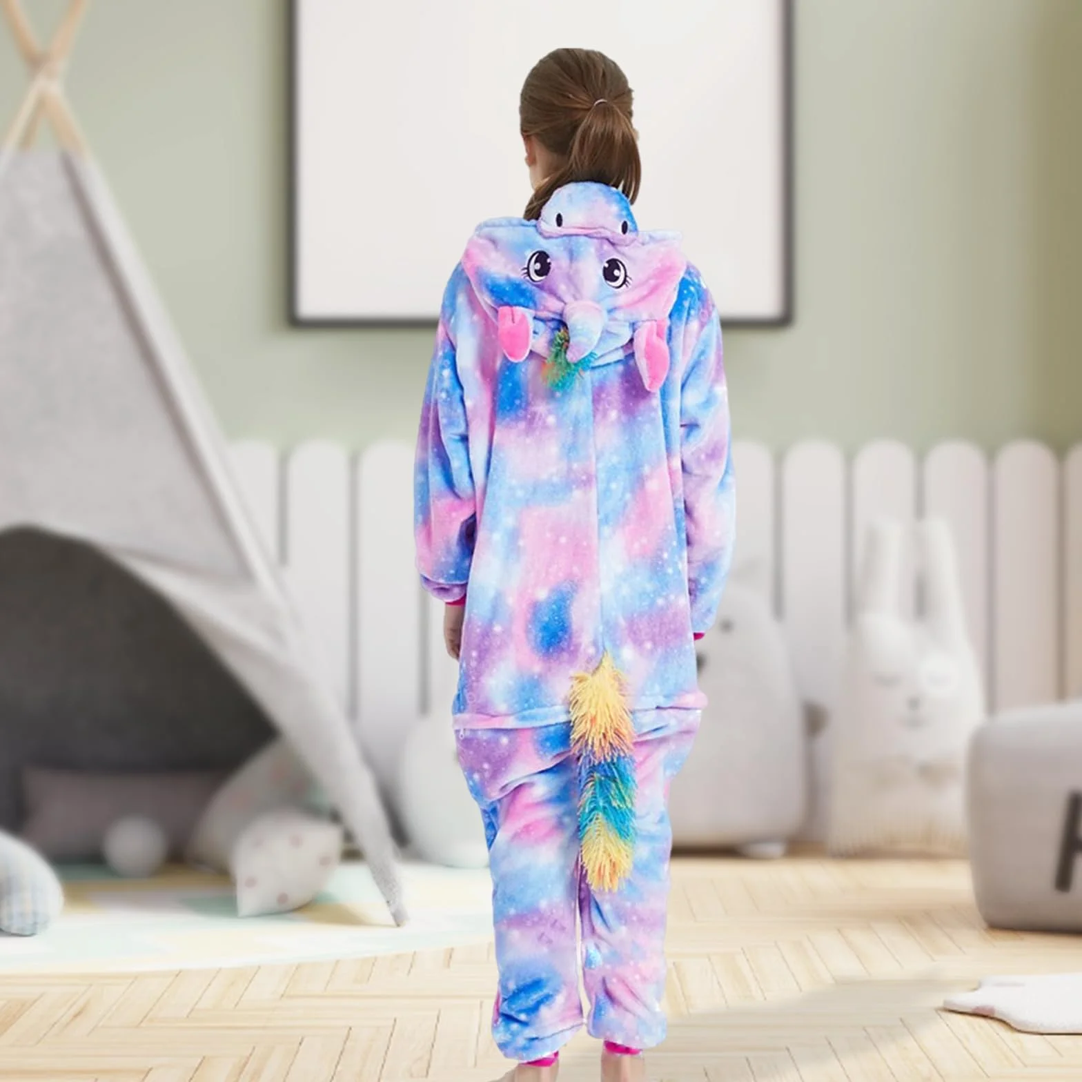 Jednorożec kombinezon do spania dla dziewcząt z kapturem Onesie