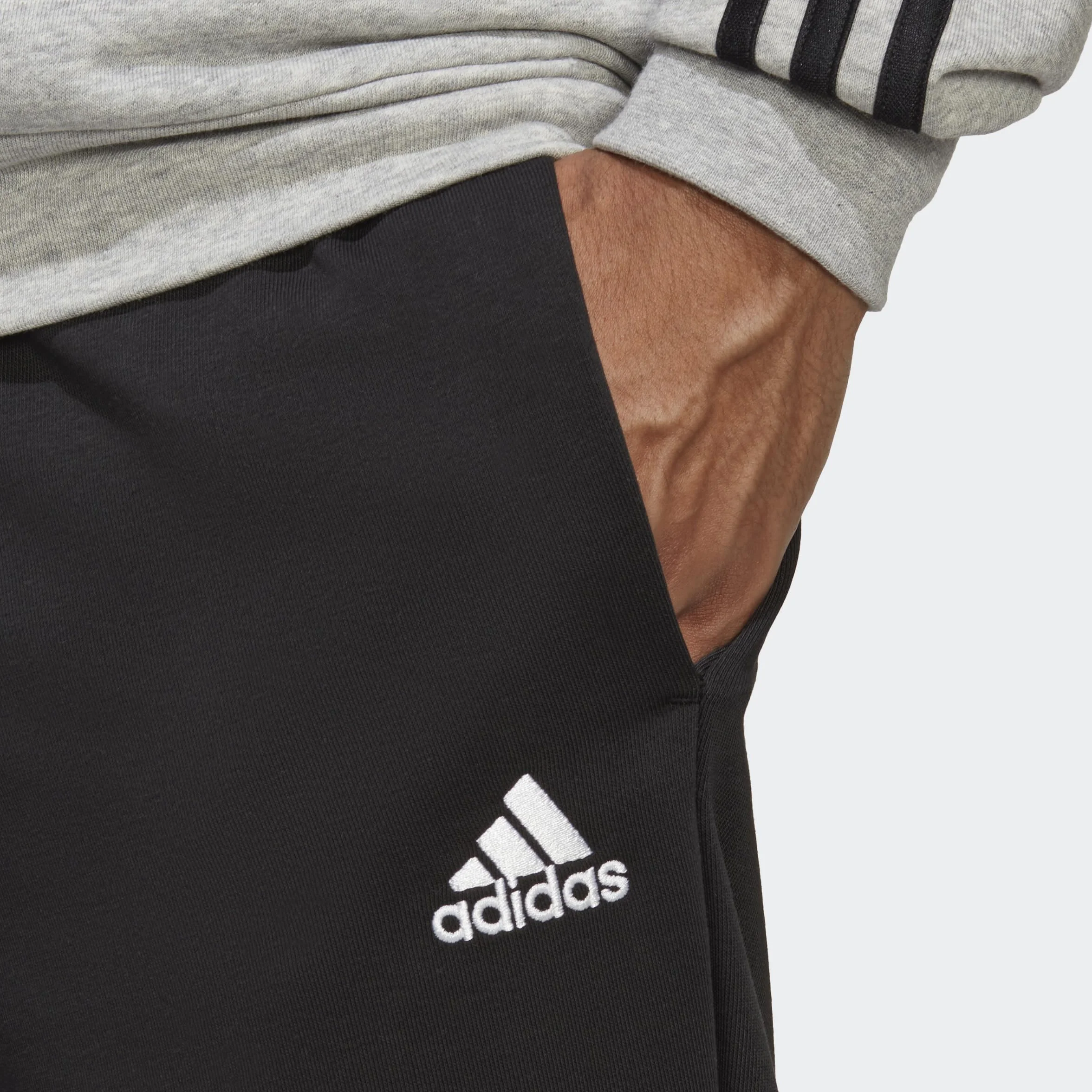adidas Mężczyźni Basic 3-Stripes French Terry Track Suit, Medium Grey Heather/Black, L