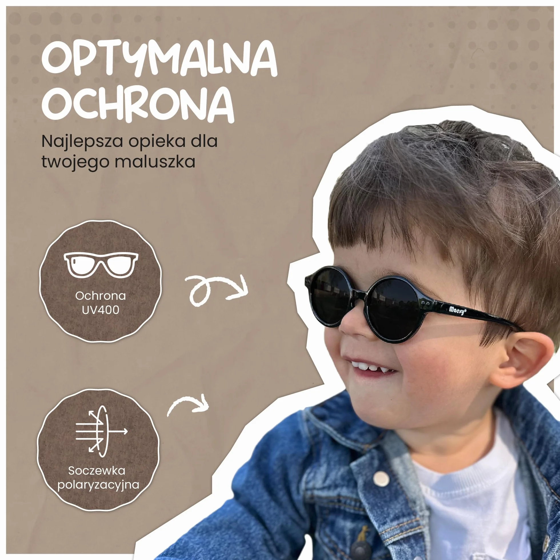 dziecięce okulary przeciwsłoneczne Noah - 0-2 lata - elastyczne, zginane - regulowana gumka - polaryzacja UV400 - dla chłopców i dziewczynek - owalne