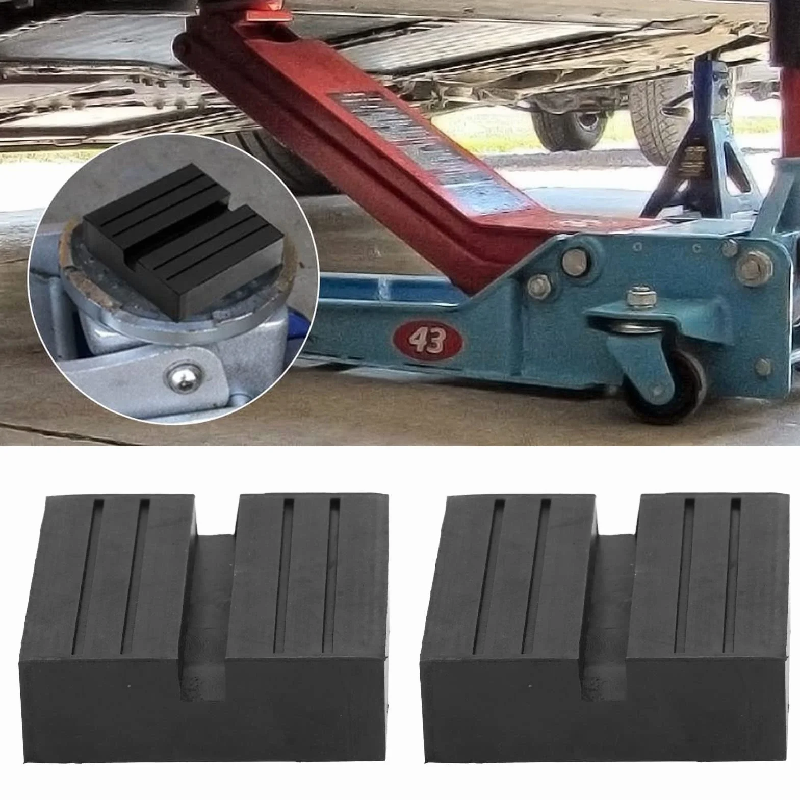ViaGasaFamido 2 komputery Jack Rubber Pad Uniwersalna kwadratowa szczelinowa rama Rail Floor Jack Clamp na adapterze Non Slip Adapter Dobra odporność na zgniatanie Krążek do naprawy konserwacji