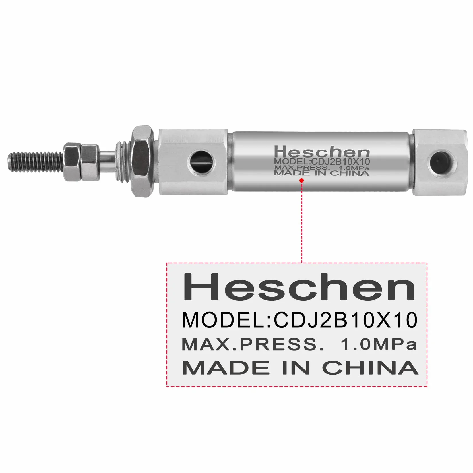 Heschen Slim pneumatyczny cylinder CDJ2B 10-10 M5 port 10 mm otwór 10 mm skok