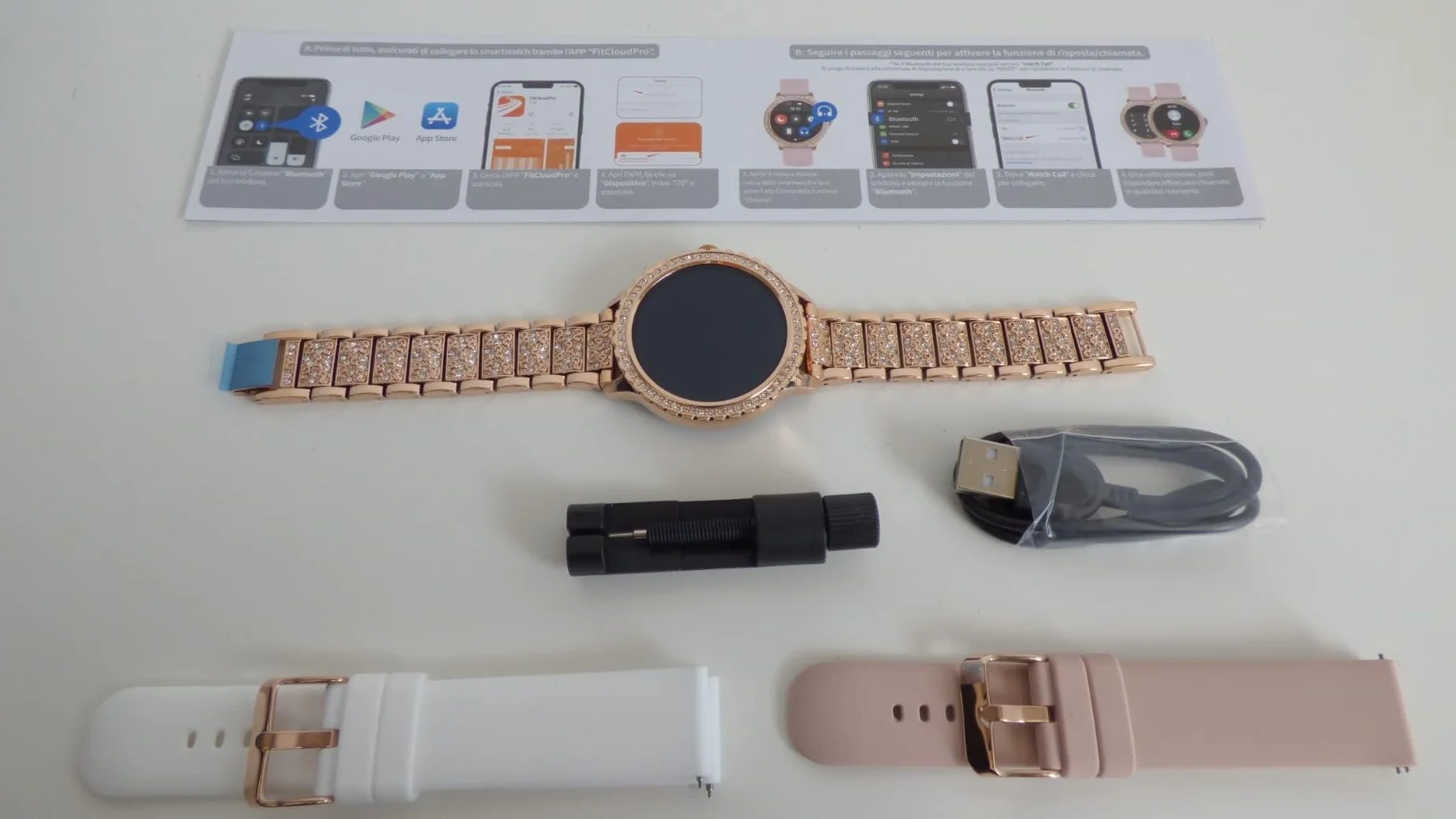 Smartwatch damski Diamond, 1,32", cykl menstruacyjny, pulsometr, monitor snu, sterowanie muzyką, 110 trybów sportowych, zegarek z funkcją telefonu i połączeń
