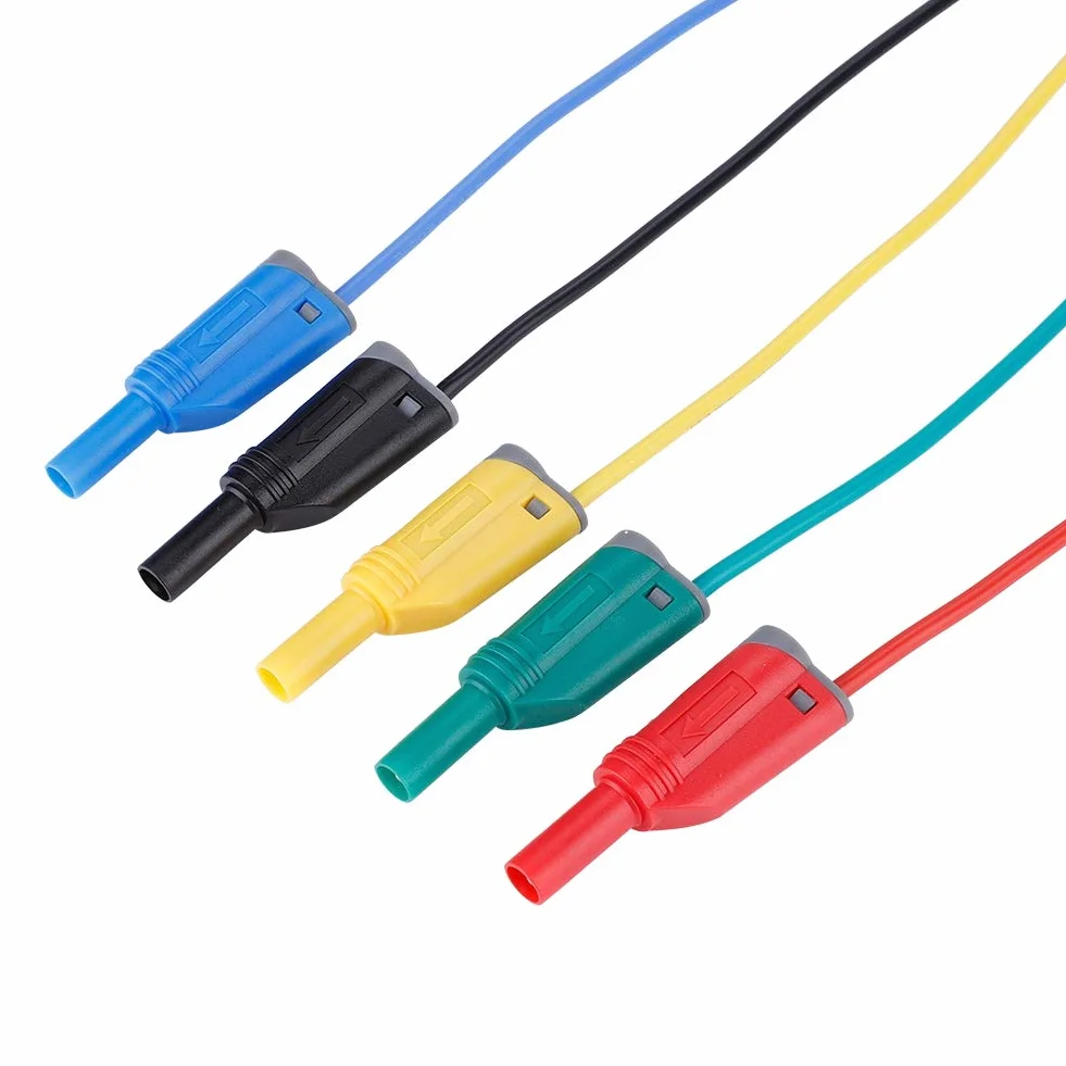 5 sztuk 4mm wtyk bananowy bezpieczeństwa miękki drut silikonowy przewód pomiarowy 14AWG do multimetru (P1050-1)