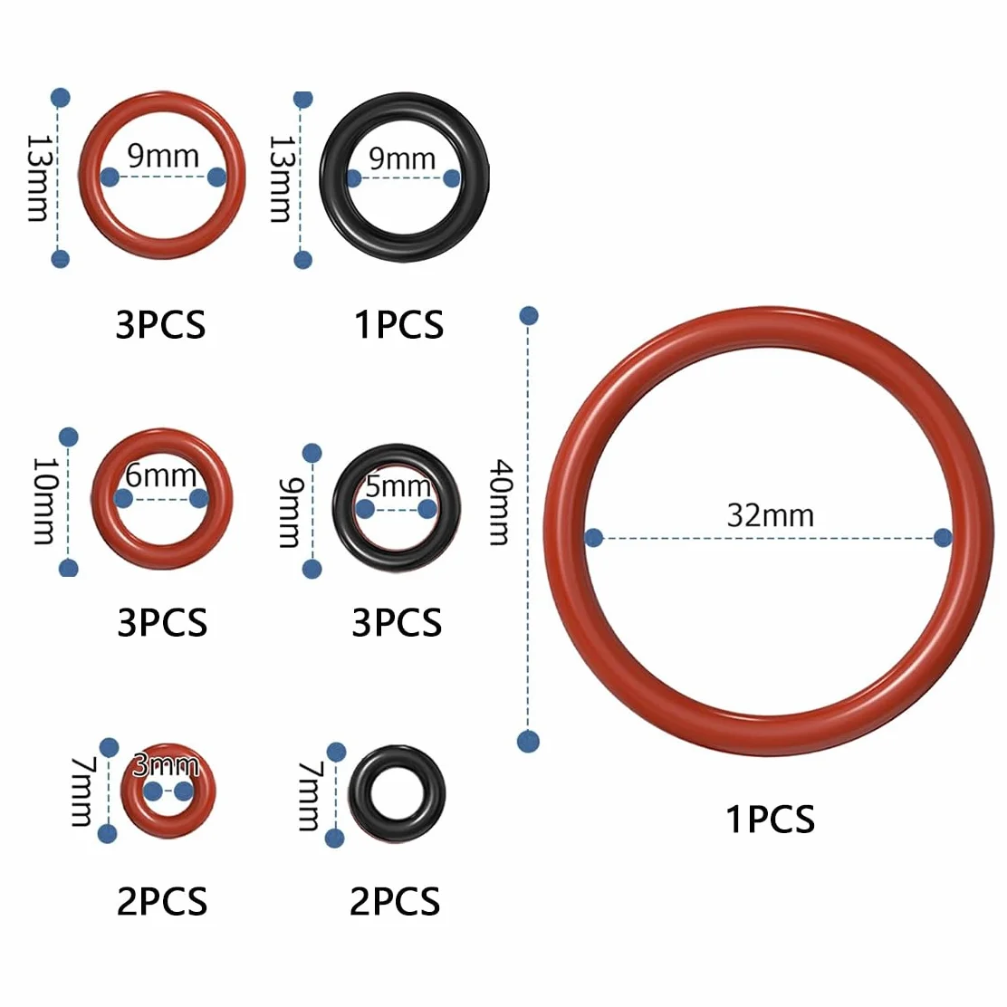 Amacoam Uszczelka o-ring 15 sztuk silikonowych uszczelek do ekspresów do kawy, czerwona, guma, kompatybilna z Philips Saeco Spidem Gaggia, 15 Count O-ring
