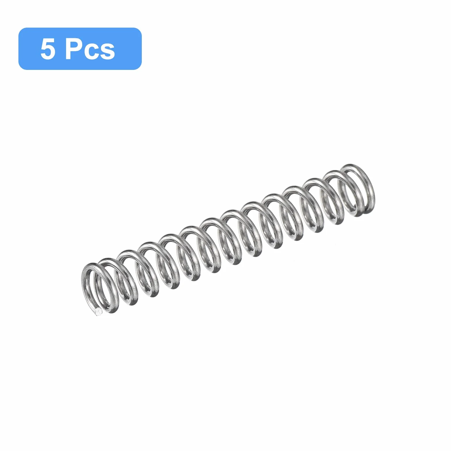 QUARKZMAN 5 szt. sprężyn dociskowych 304 stal szlachetna 5 mm AD 0,8 mm drut rozmiar 30 mm długość długość srebrny odcień