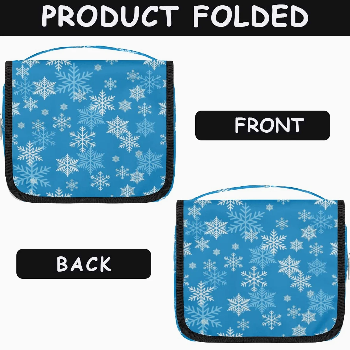 Śnieżynka Podróżna Kosmetyczka Niebieski płatek śniegu Torba do mycia Torba Unisex Wiszące przybory toaletowe Kosmetyczka Organizer do makijażu, wielobarwny, Jeden rozmiar