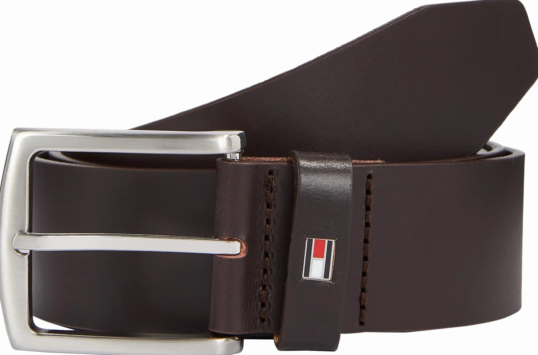 Tommy Hilfiger Denton Flag Logo Leather Pasek, Brązowy, 100 cm