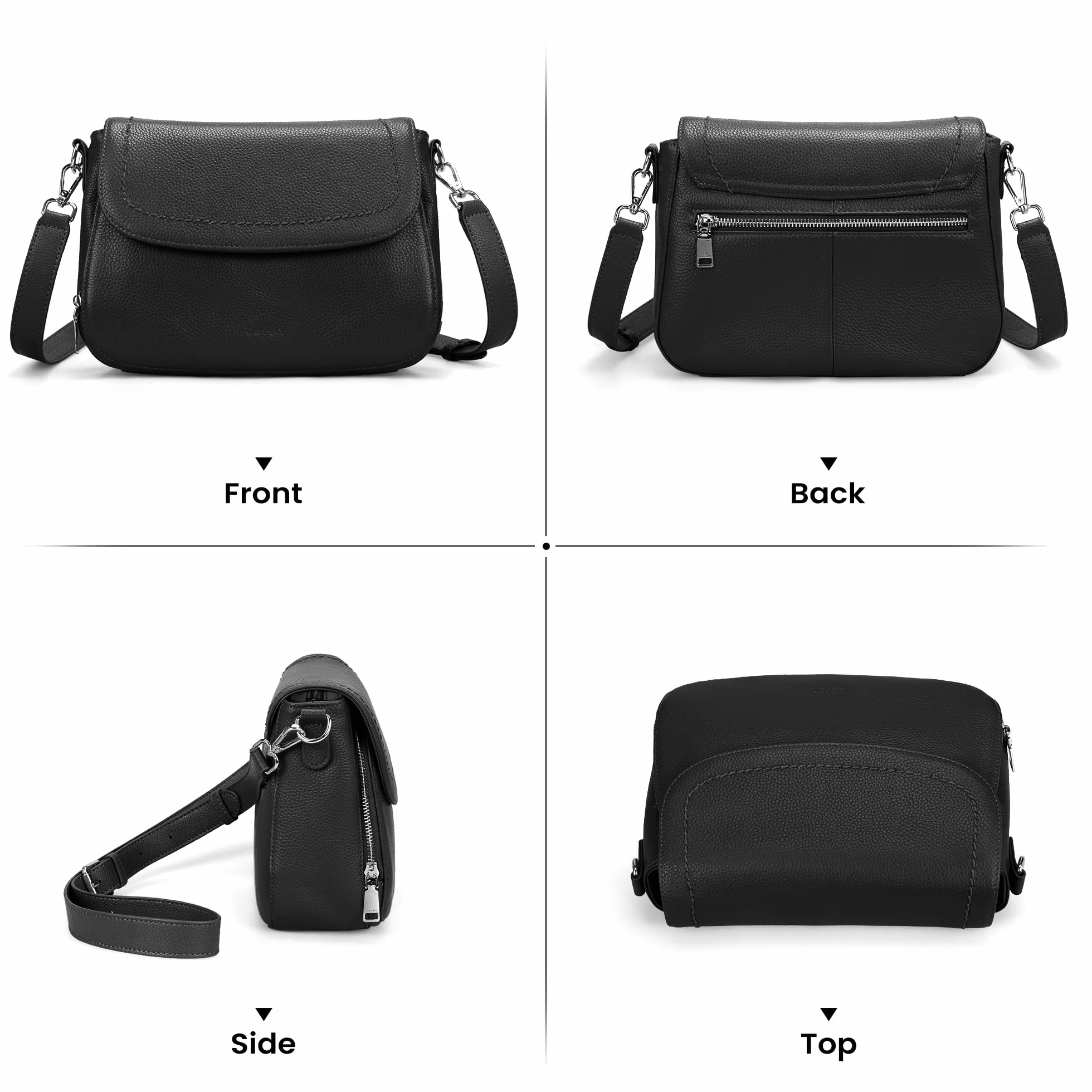 befen Torby crossbody z prawdziwej skóry dla kobiet z wbudowanym portfelem RFID, średnia damska torba podsiodłowa, torebka na ramię