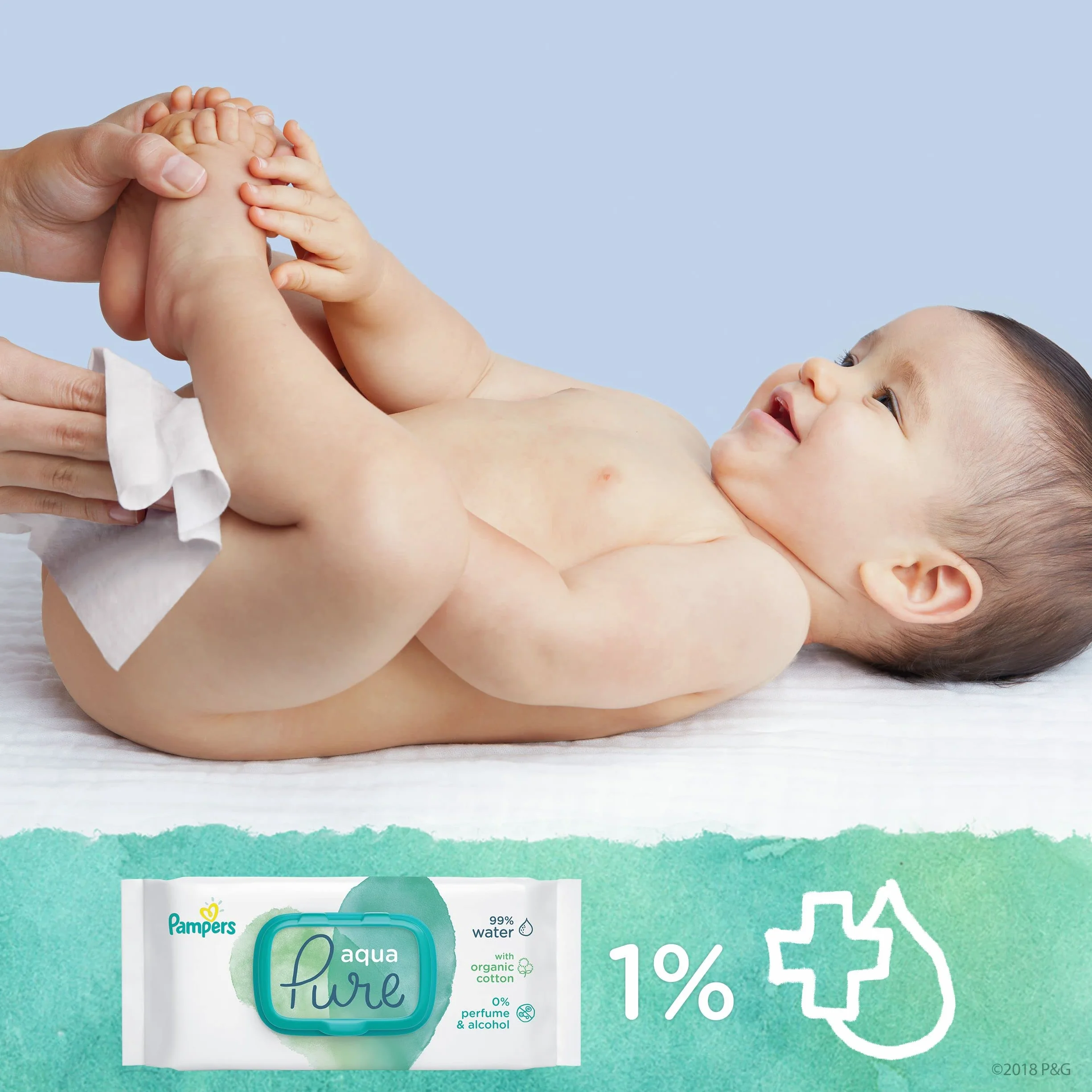 Pampers Aqua Pure Chusteczki Nawilżane Dla Niemowląt i Dzieci 864 Sztuk (18 x 48), Wykonane w 99% z Czystej Wody, Testowane Dermatologicznie
