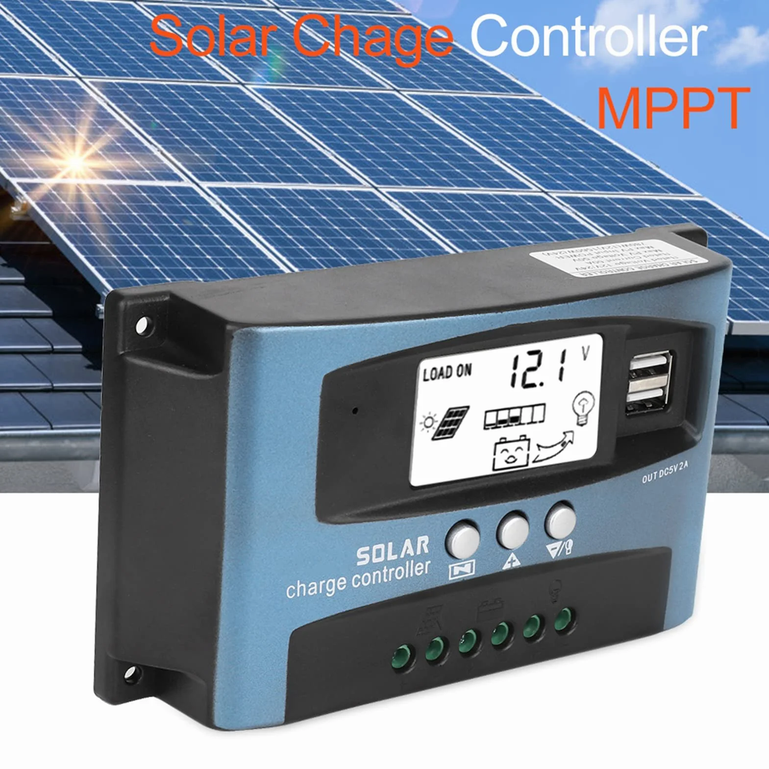 Solarladeregler, MPPT 40/50/60/100A Solarladeregler Dual USB LCD Display 12V 24V(100A) für solarladeregler 40a,100a solarladeregler,laderegler solar 12v,mppt solarladeregler,mppt solarladeregler