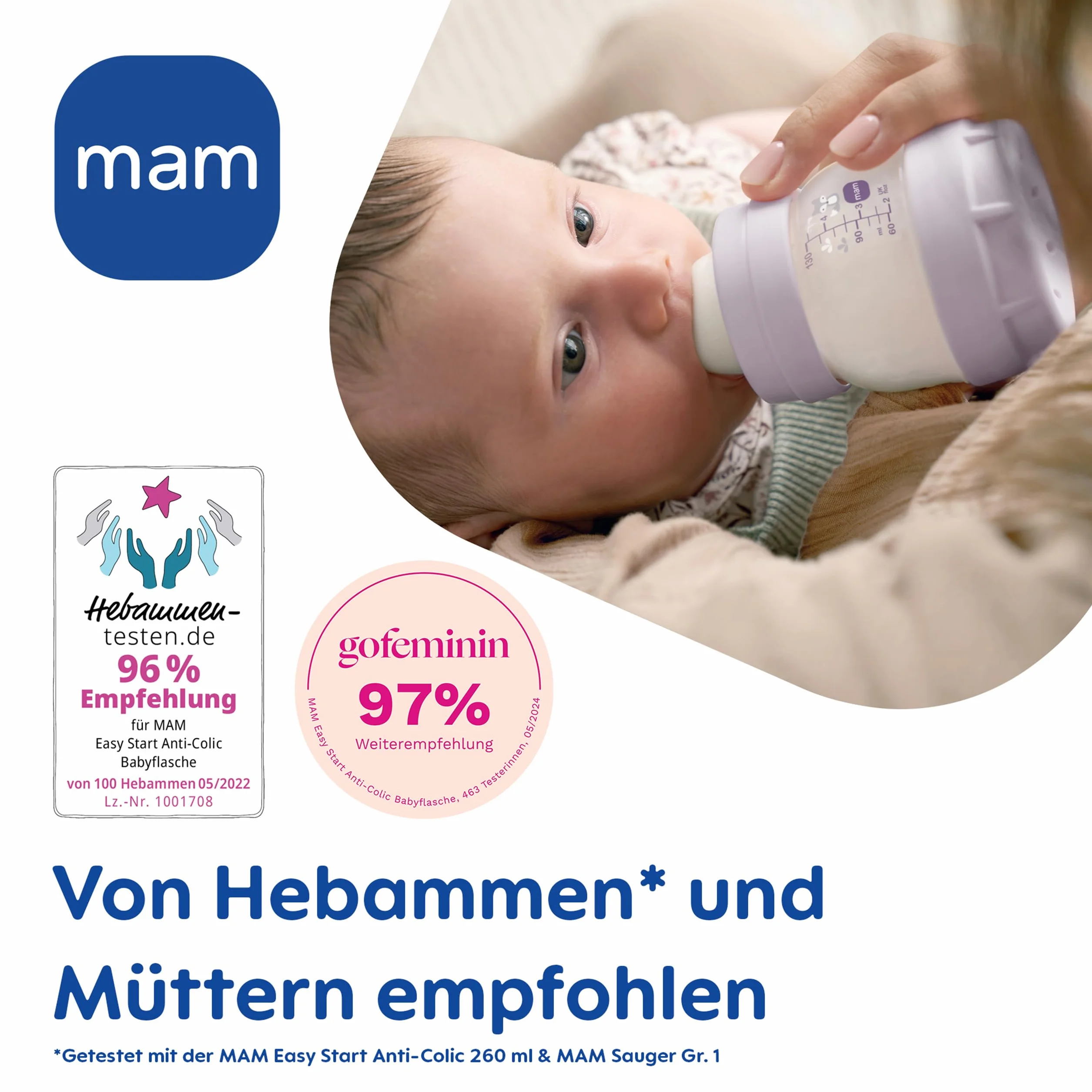 MAM Easy Start Anti-Colic zestaw startowy, pierwsze wyposażenie dla rosnącego wraz z dzieckiem, smoczkiem, butelkami i uchwytami, zestaw upominkowy dla niemowląt, od urodzenia, niebieski