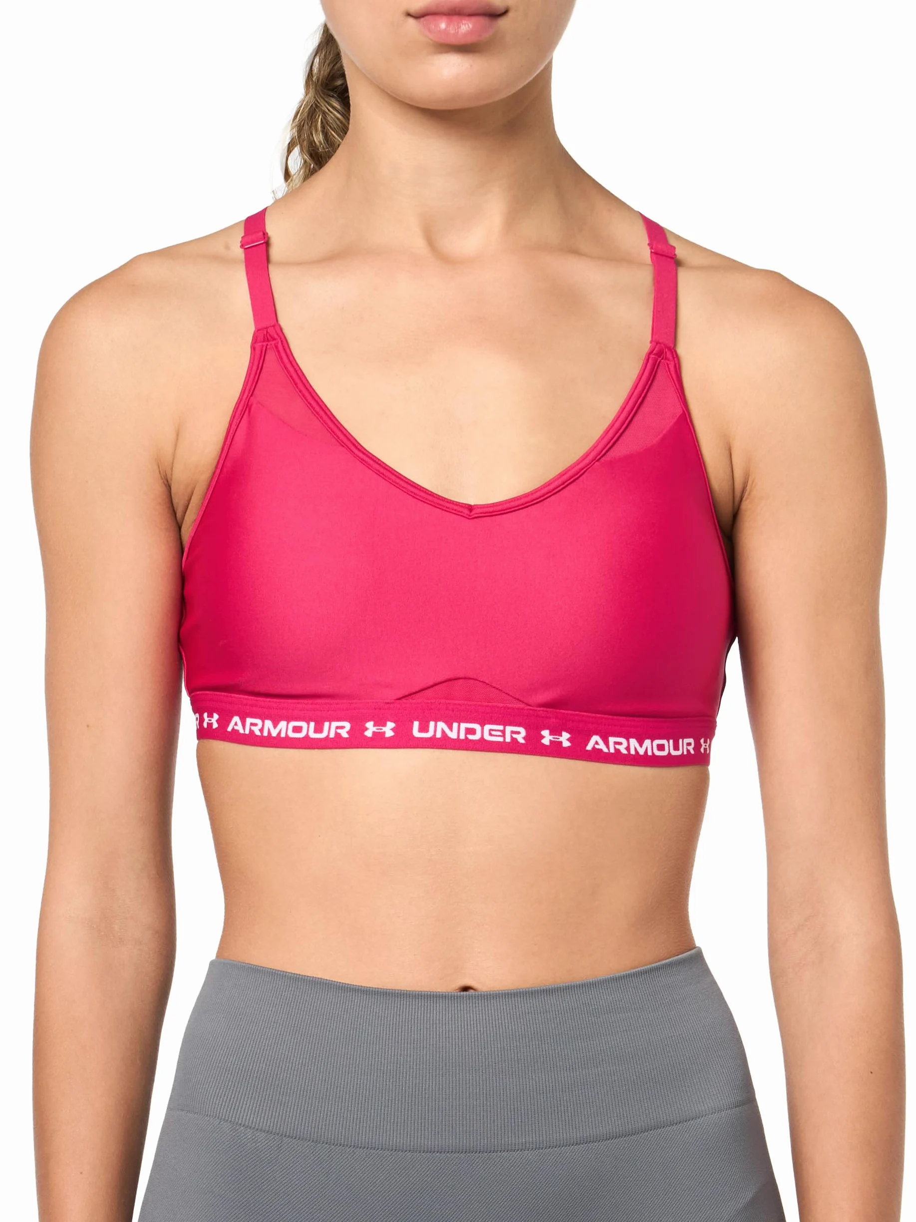 Under Armour Damski biustonosz sportowy Crossback Low Impact, (681) Cieniowana fuksja / / Biały, XS