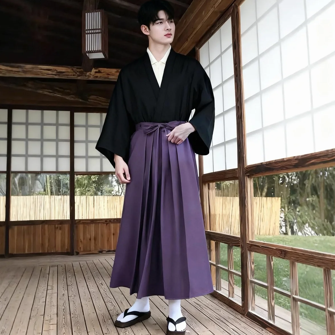 BPURB Japońskie tradycyjne kimono Yukata samuraj sztuki walki Hakama mundur judo Aikido Kendo szlafrok anime kostium cosplay