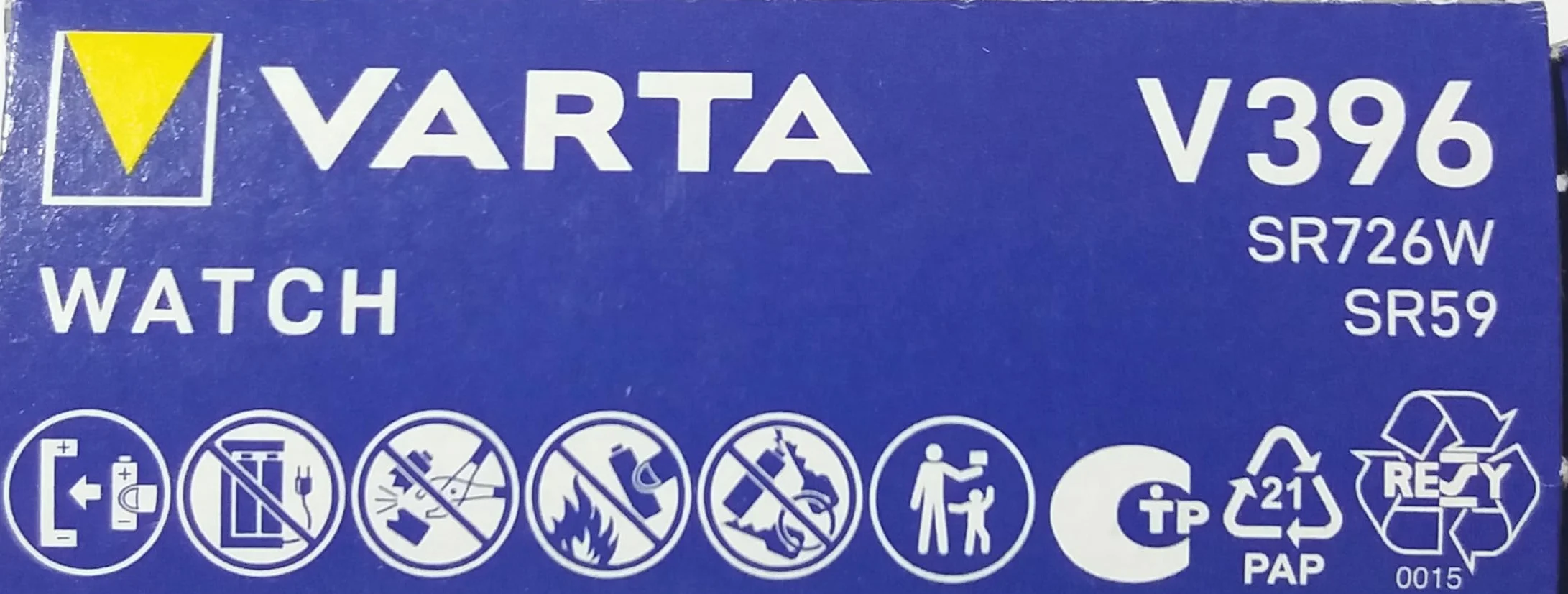 Varta Ogniwa guzikowe tlenek srebra do zegarków V396 (SR59) SR726SW, 3 sztuki