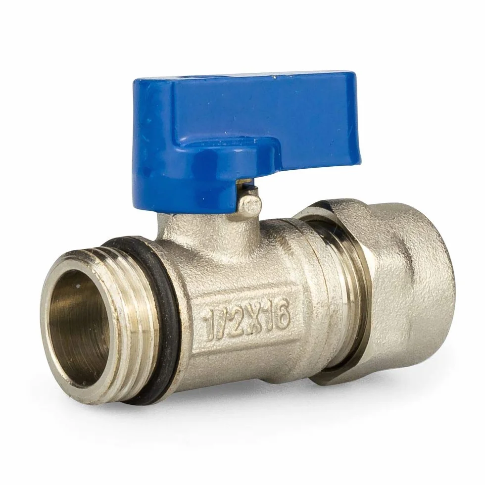 Zawór pex mini do rozdzielacza 16x1/2" niebieski