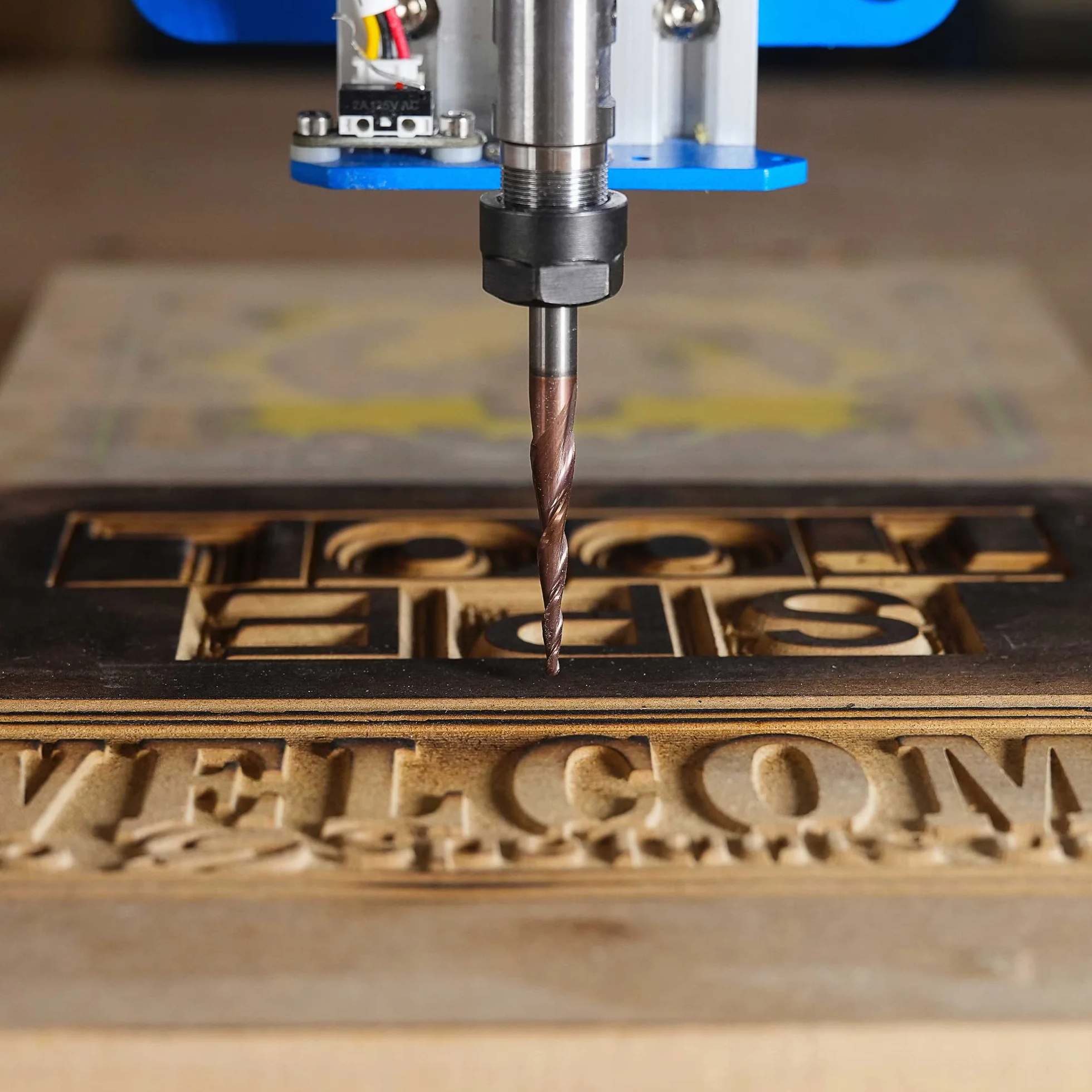 SpeTool Frez stożkowy 6 mm, 0,25 mm, frezy CNC z węglika wolframu 5,2 stopnia, z powłoką HSi do rzeźbienia w drewnie i 3D