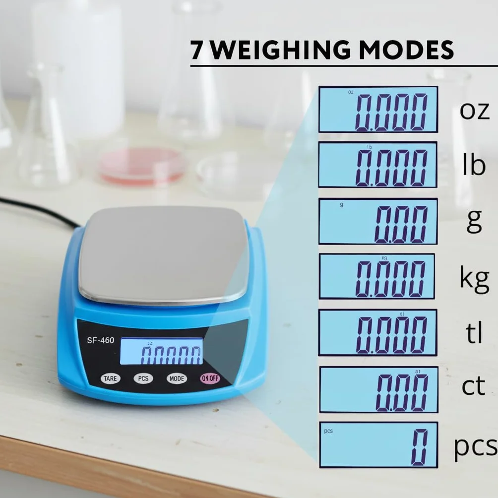 Eosphorus Cyfrowa Analityczna Waga LCD 600g x 0,01g do Laboratoriów Naukowych i Szkół - Waga Kuchenna, Dokładna Waga: Uncje, Gramy i Karaty - W Zestawie Ładowarka USB i Zasilacz Sieciowy