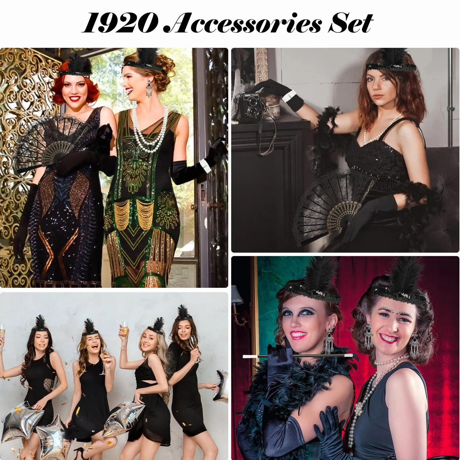 Zestaw akcesoriów w stylu Wielkiego Gatsby'ego 1920 dla kobiet