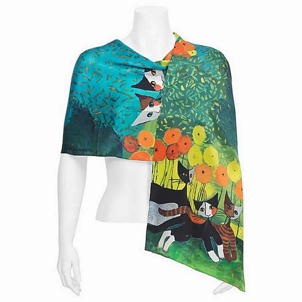 VON LILIENFELD apaszka damska 100% jedwab Rosina Wachtmeister All together motif scarf jedwabna apaszka 172 x 42 cm