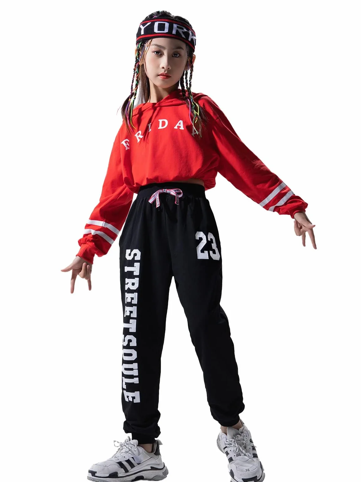 LOLANTA zestaw odzieży hip-hop dla dziewcząt, sportowy strój do tańca ulicznego